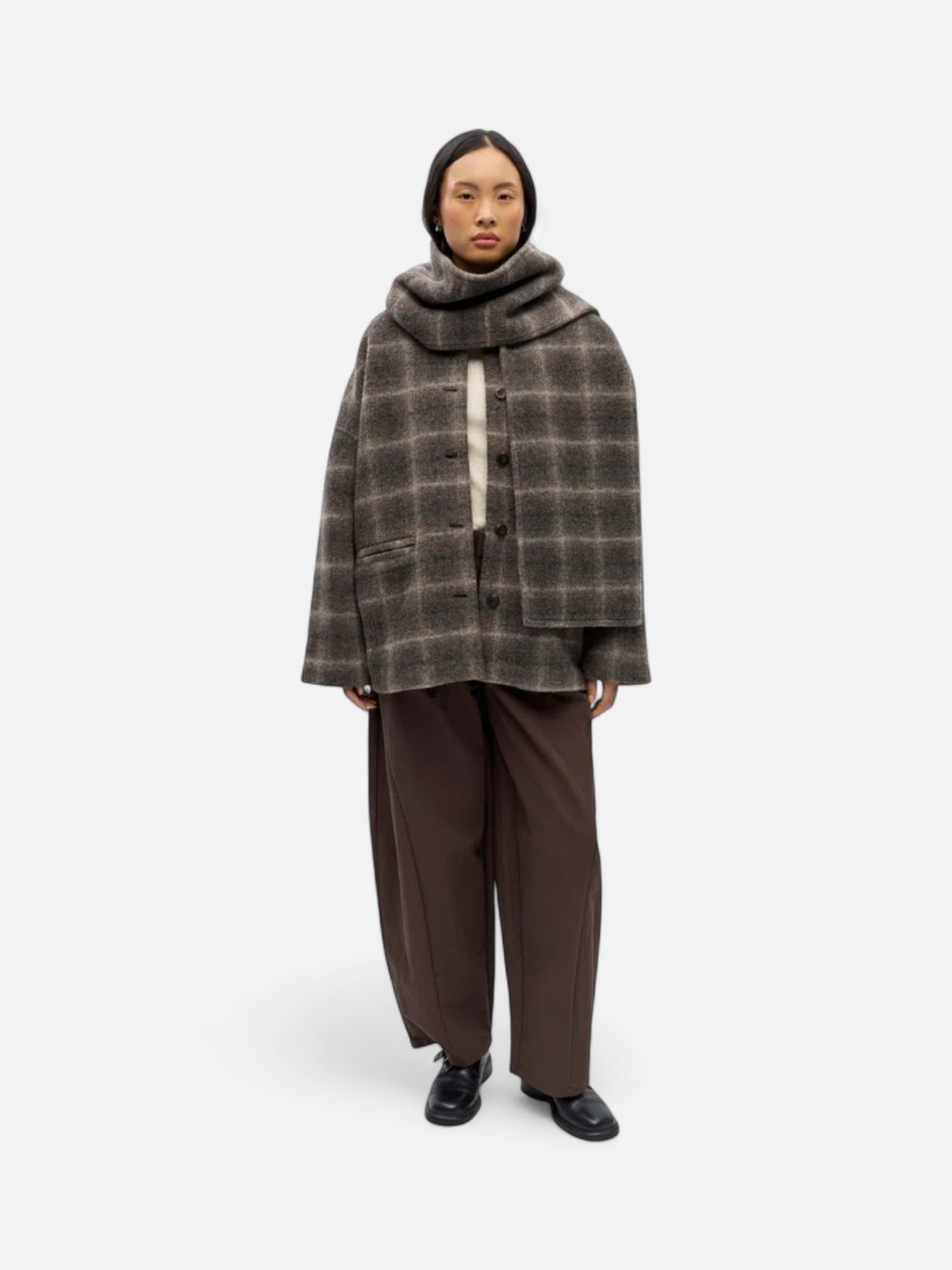 OBJMAISE L/S LO SCARF JACKET NOOS Carafe Check - Kekäle.fi