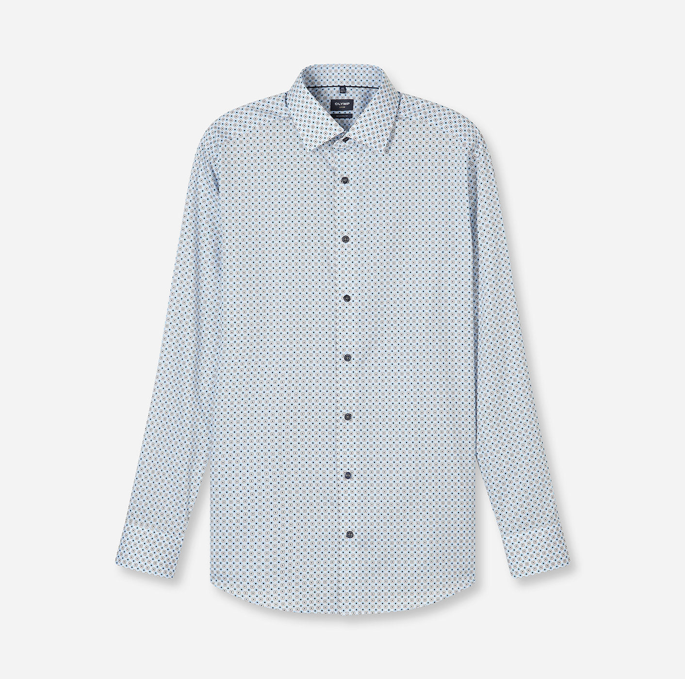 Olymp kauluspaita Luxor Modern Fit Microprinted, valkopohjainen kuosi