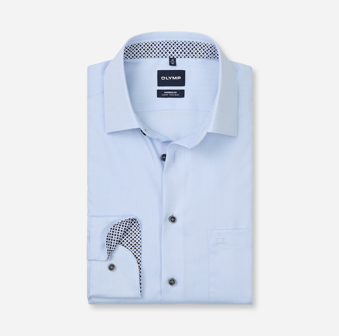 Olymp kauluspaita Luxor Modern Fit Contrast Non Iron, vaaleansininen
