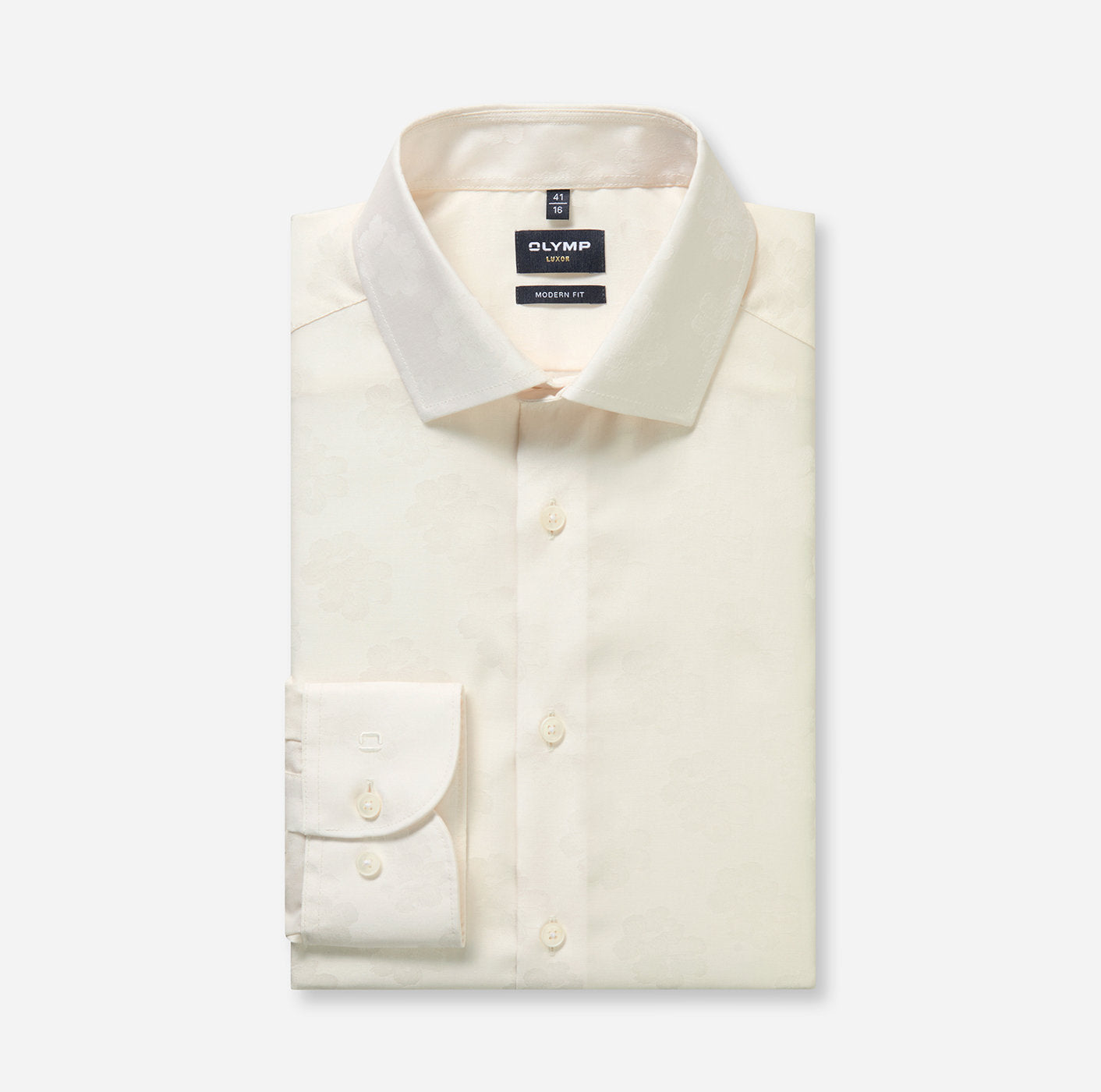 Olymp kauluspaita Luxor jacquard Offwhite, luonnonvalkoinen