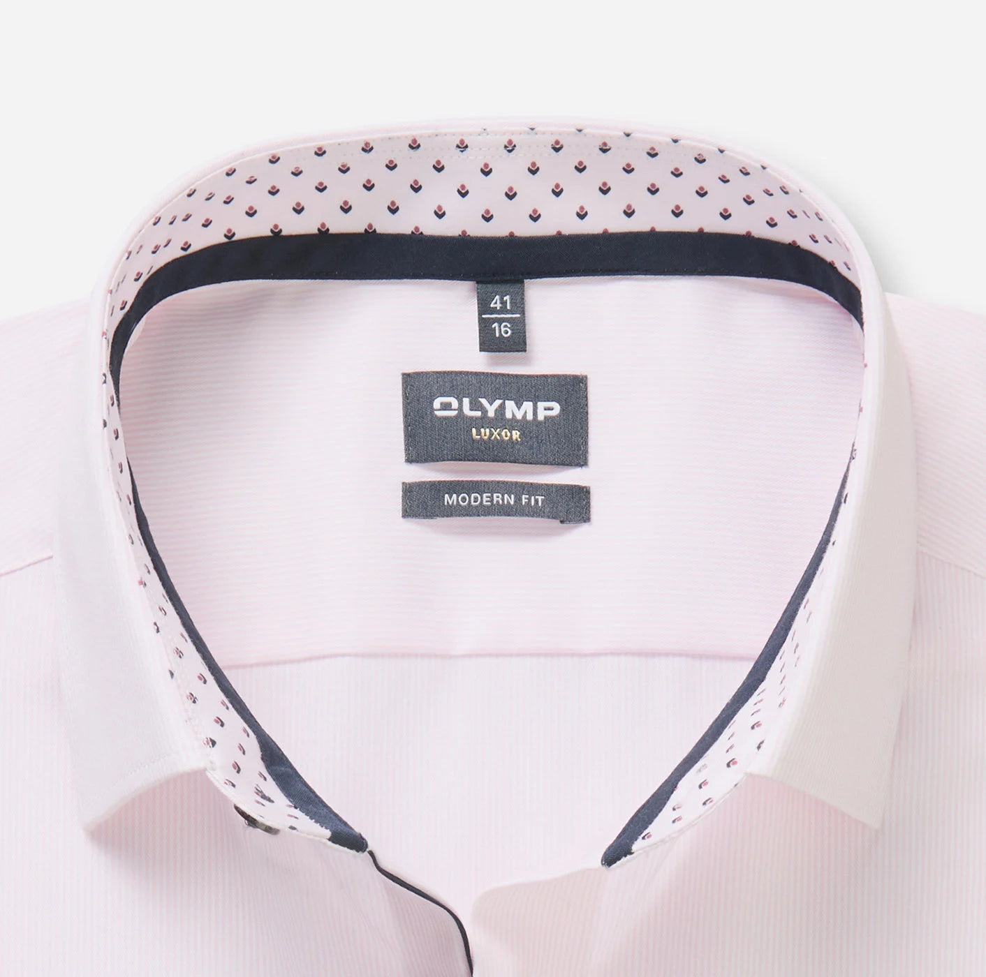 Olymp kauluspaidat Luxor Modern Fit Striped Contrast Print, raidallinen pinkki