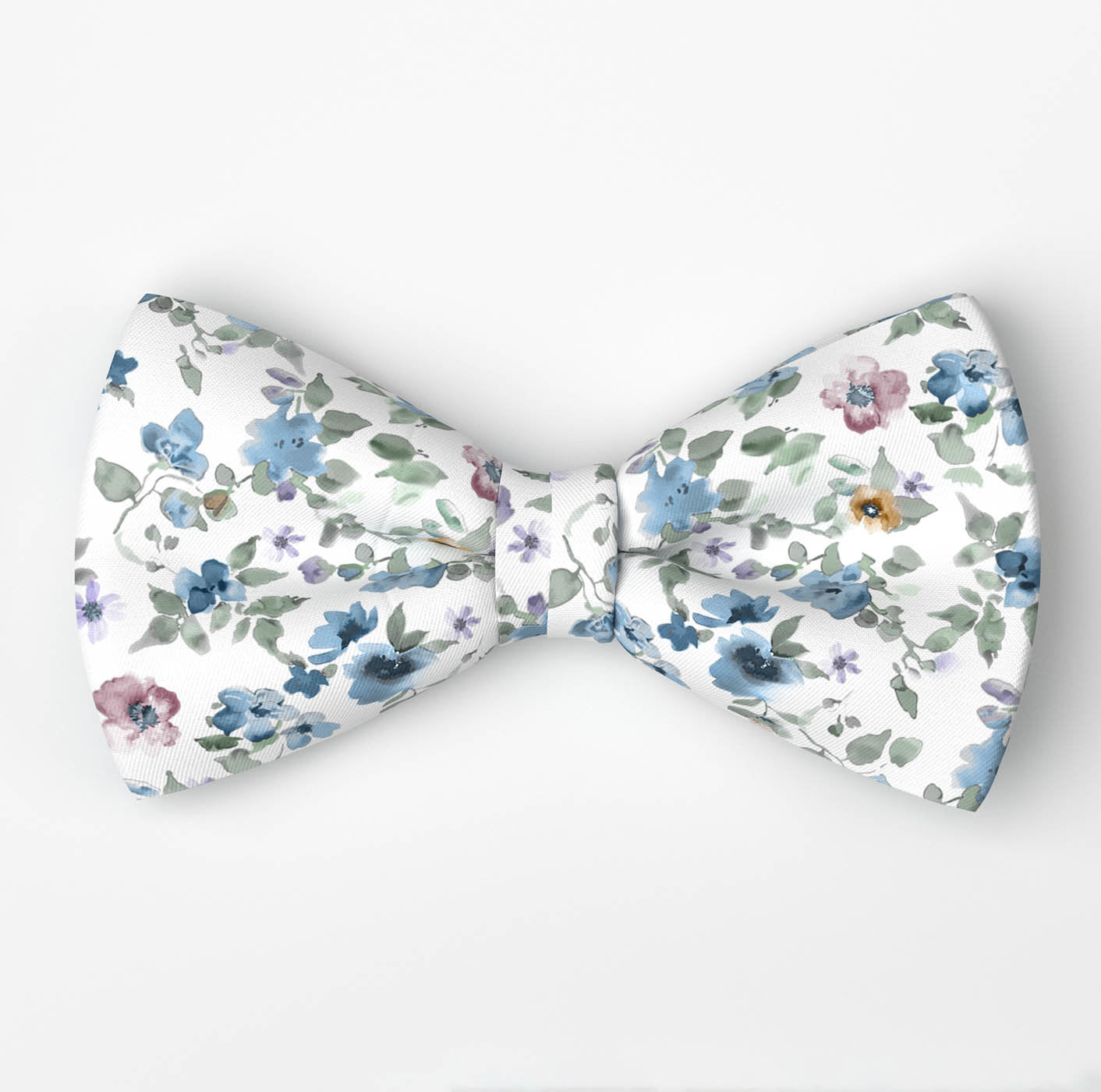 Olymp rusetti ja taskuliina Floral Bowtie and Pocket Square, valkopohjainen kuosi