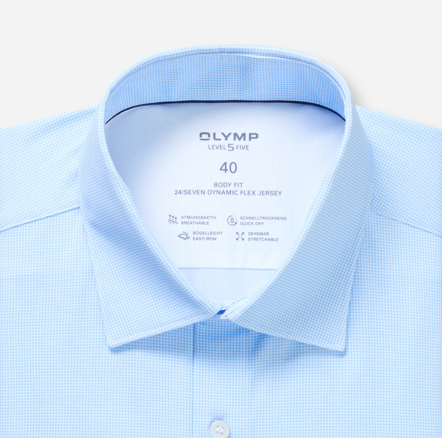 Olymp kauluspaita 24/7 Level 5 Body Fit Jersey Structure, vaaleansininen