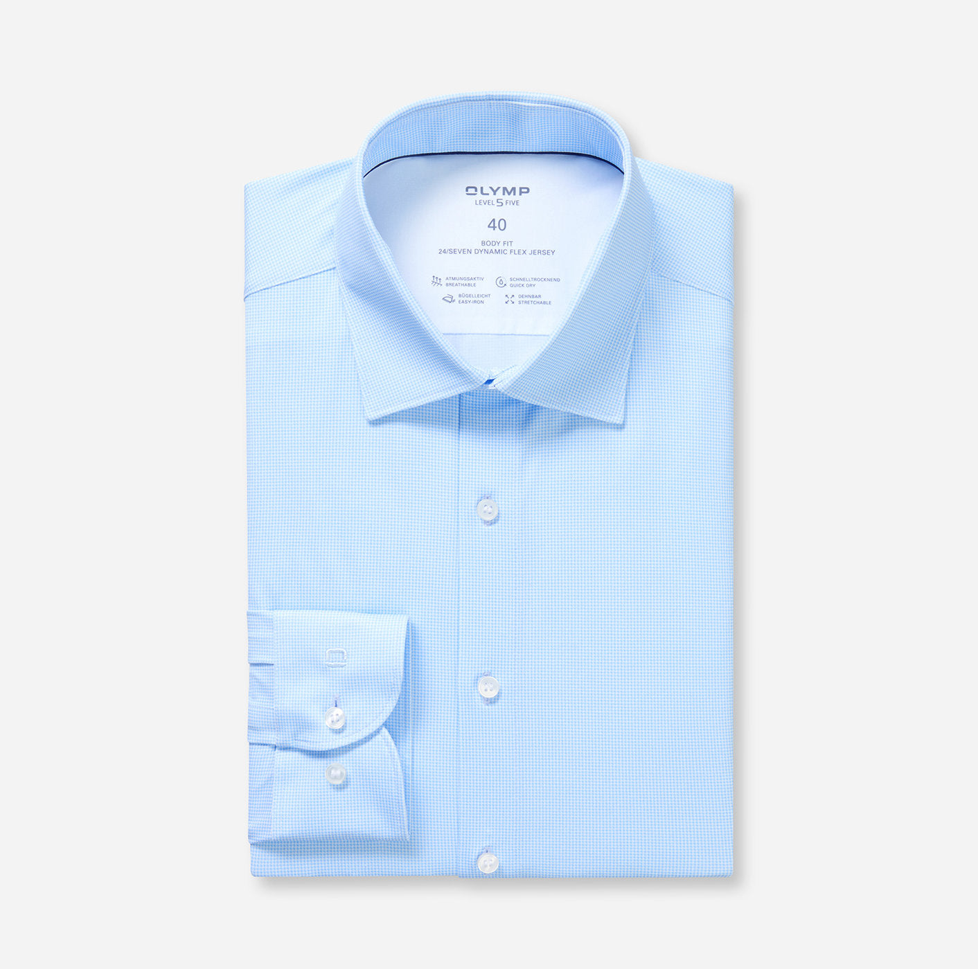 Olymp kauluspaita 24/7 Level 5 Body Fit Jersey Structure, vaaleansininen