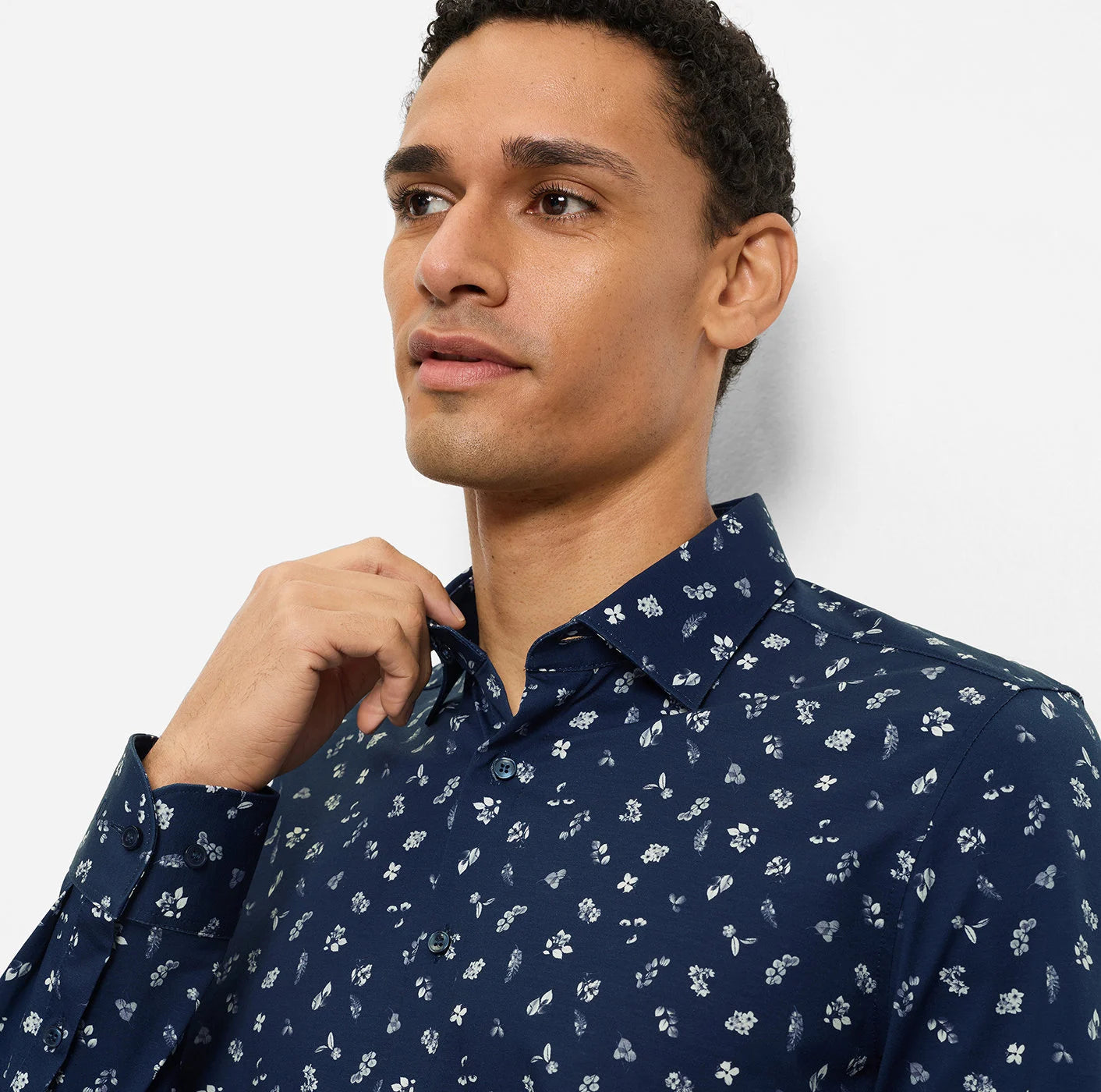 Olymp kauluspaita 24/7 Level 5 Body Fit Jersey, sininen kuosi