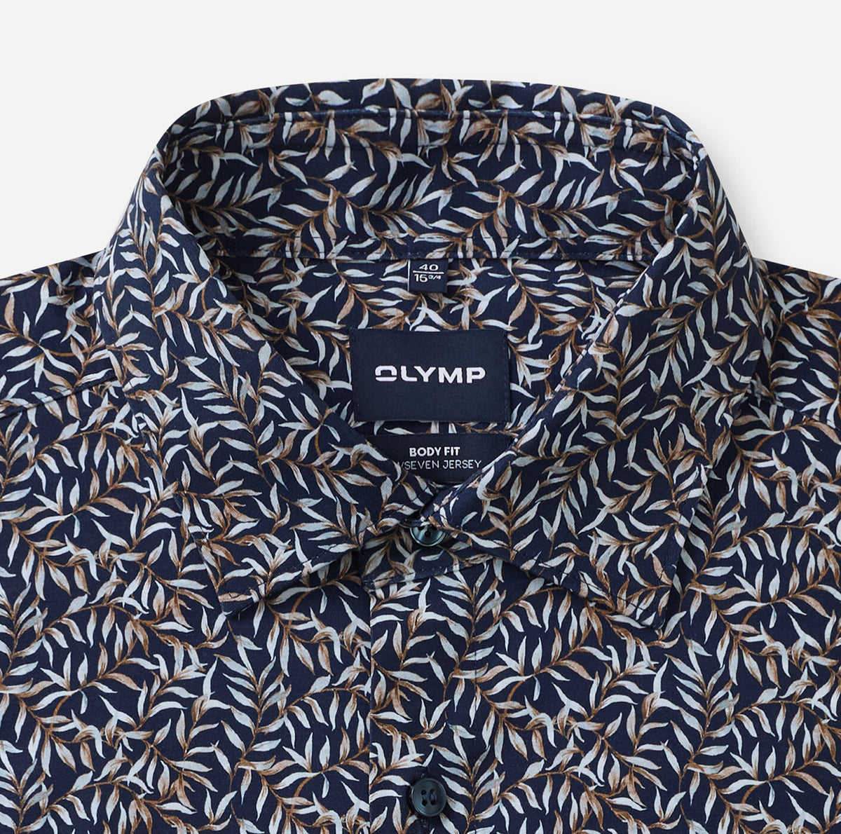 Olymp miesten kauluspaita 24/7 Body Fit Jersey Floralprint, sininen kuosi