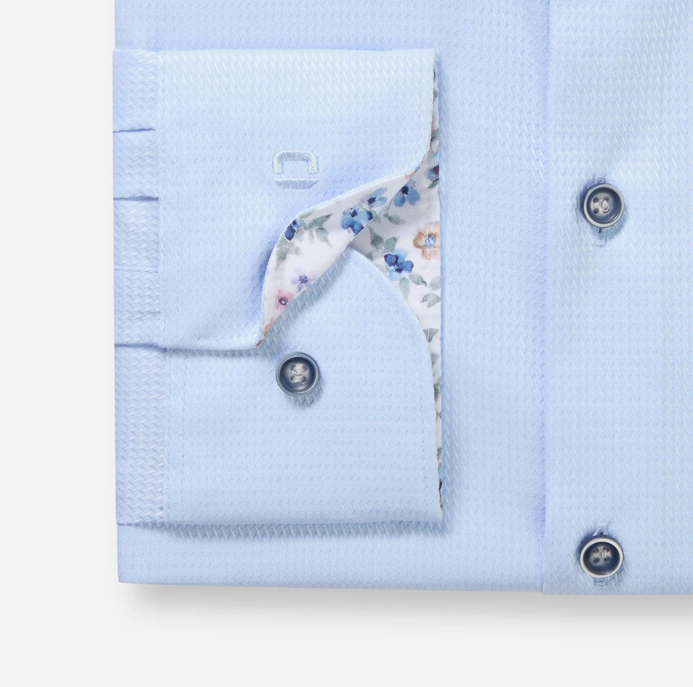 Olymp kauluspaita Level 5 Body Fit Contrast Trim Floral, vaaleansininen