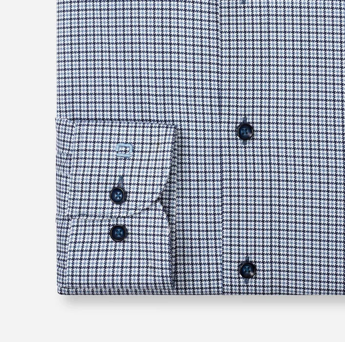Olymp kauluspaita 24/Seven Modern Fit Jersey Print, sininen kuosi