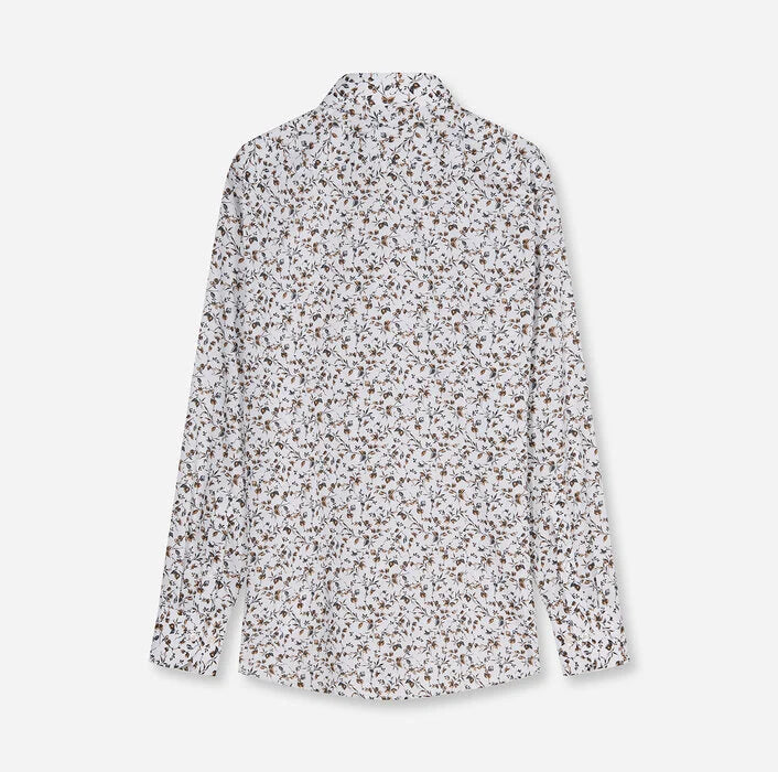 Olymp miesten kauluspaita Luxor Modern Fit Floral Print, valkopohjainen kuosi