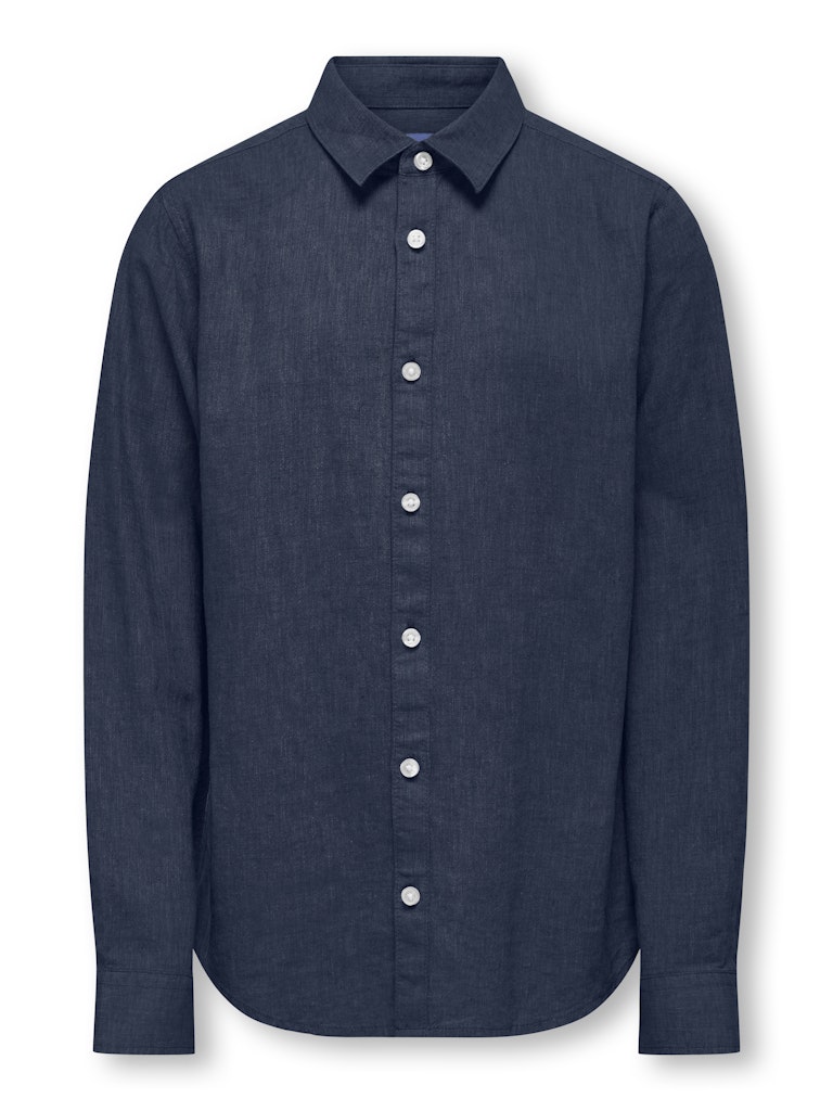 only-and-sons-junior-kauluspaita-osjcaiden-life-ls-solid-linen-shirt-tummansininen-1