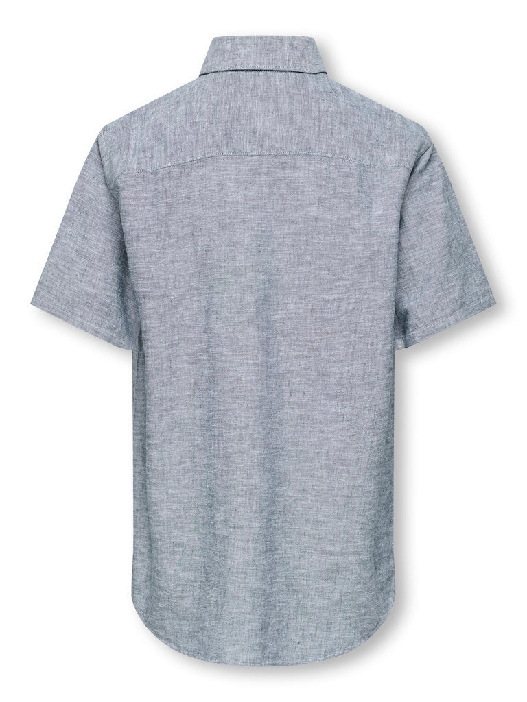 only-and-sons-junior-lyhythihainen-kauluspaita-osjcaiden-ss-solid-linen-shirt-keskisininen-2
