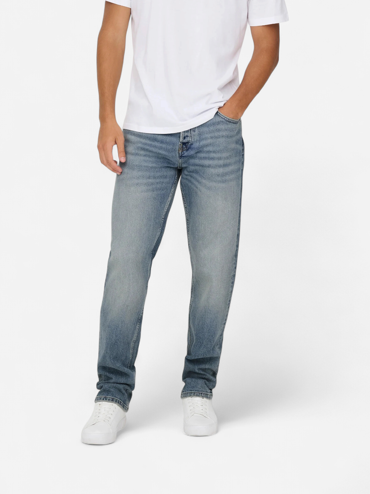 Only and Sons miesten farkut, ONSEDGE PERFORMANCE LB 3816 DOT DNM Light Blue Denim - Kekäle.fi