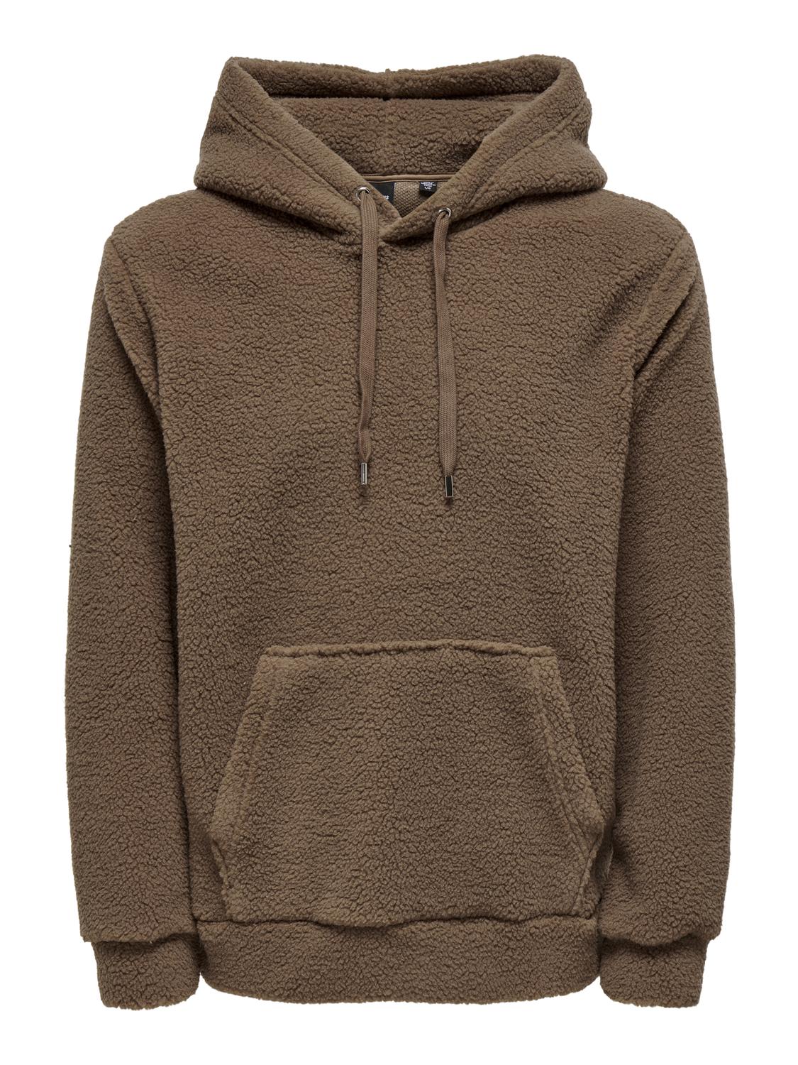 only-and-sons-miesten-huppari-teddy-hoodie-sweat-tummanruskea-2