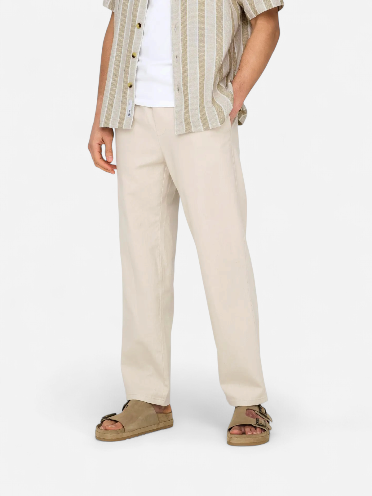 Only and Sons miesten kesähousut, SINUS LOOSE LIN PANT Silver Lining - Kekäle.fi