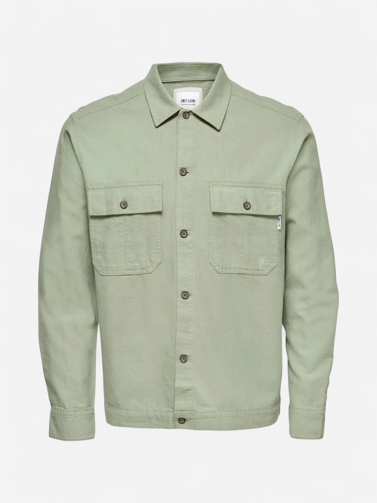 Only and Sons Miesten Pellava Paitatakki, Kenneth Overshirt Armeijanvihreä - Kekäle.fi