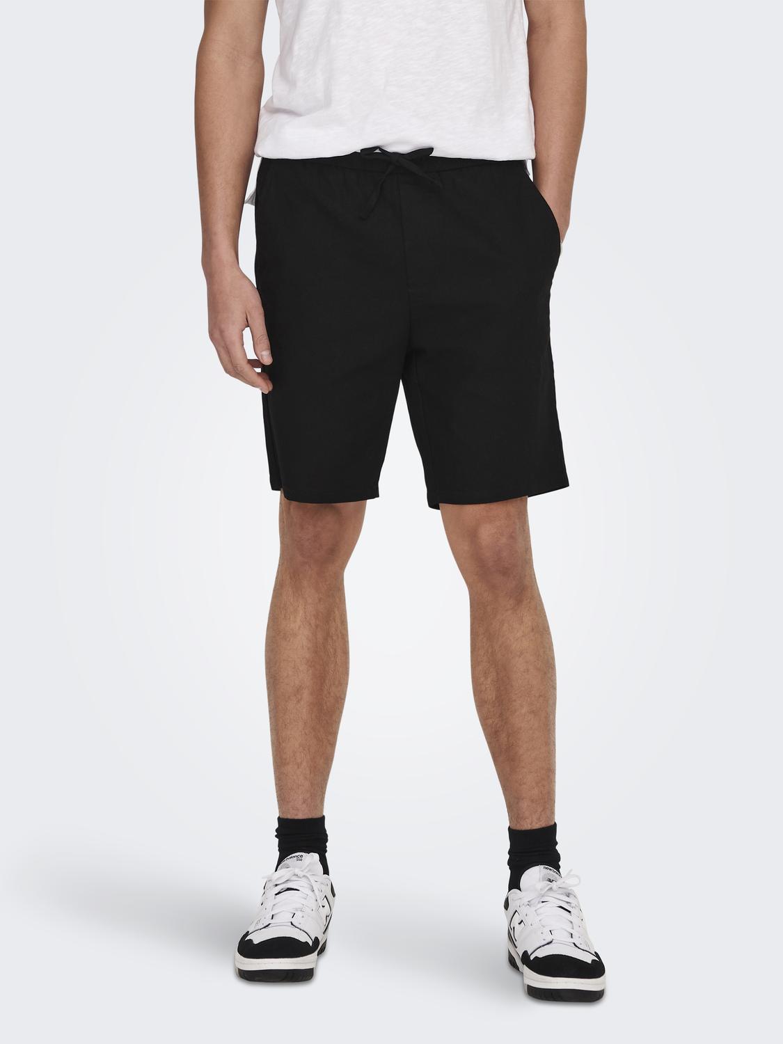 only-and-sons-miesten-shortsit-linus-cot-shorts-musta-5
