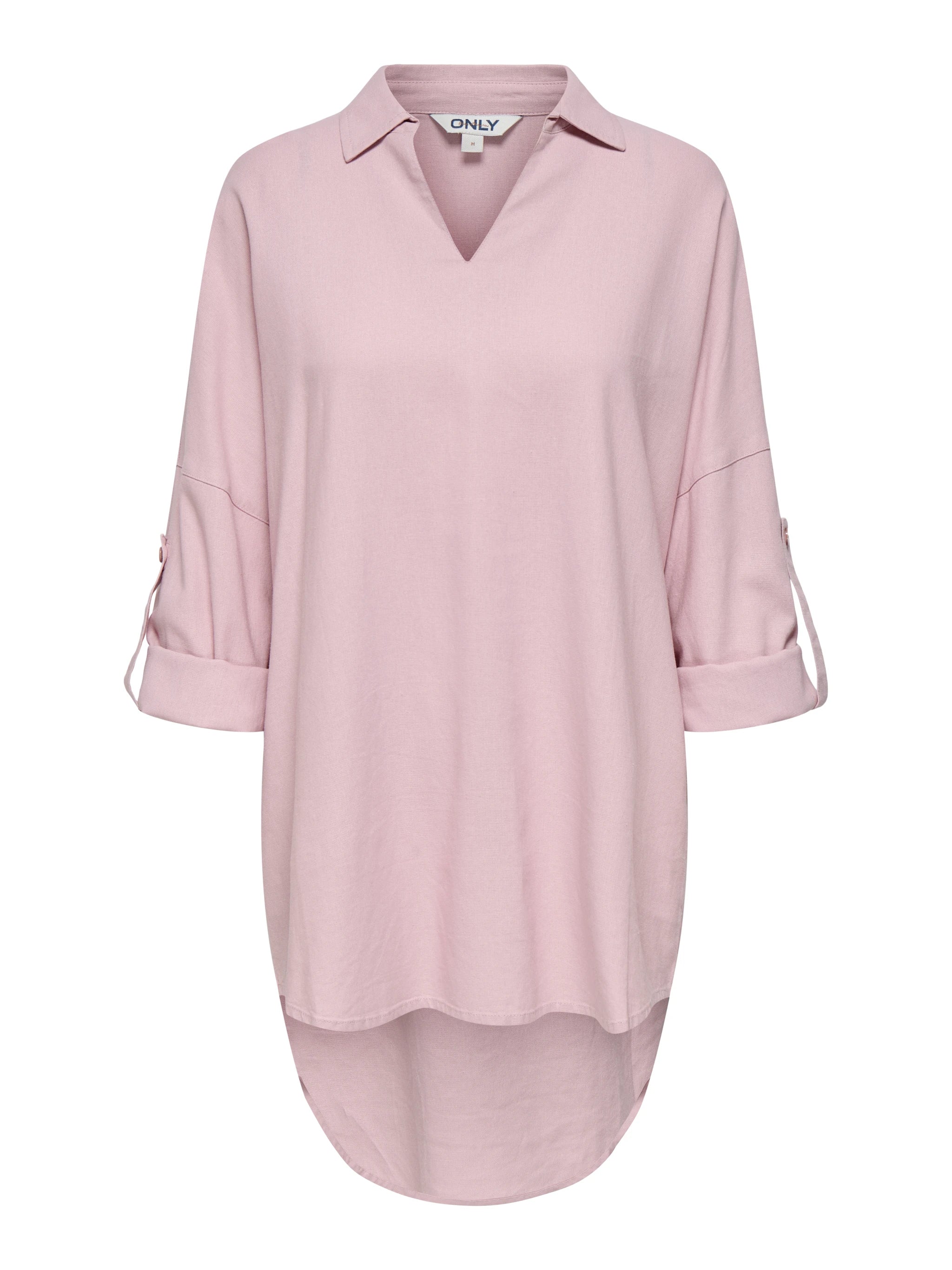 only-naisten-tunika-onlcaro-3-4-linen-bl-tunic-cc-pnt-vaaleanpunainen-3