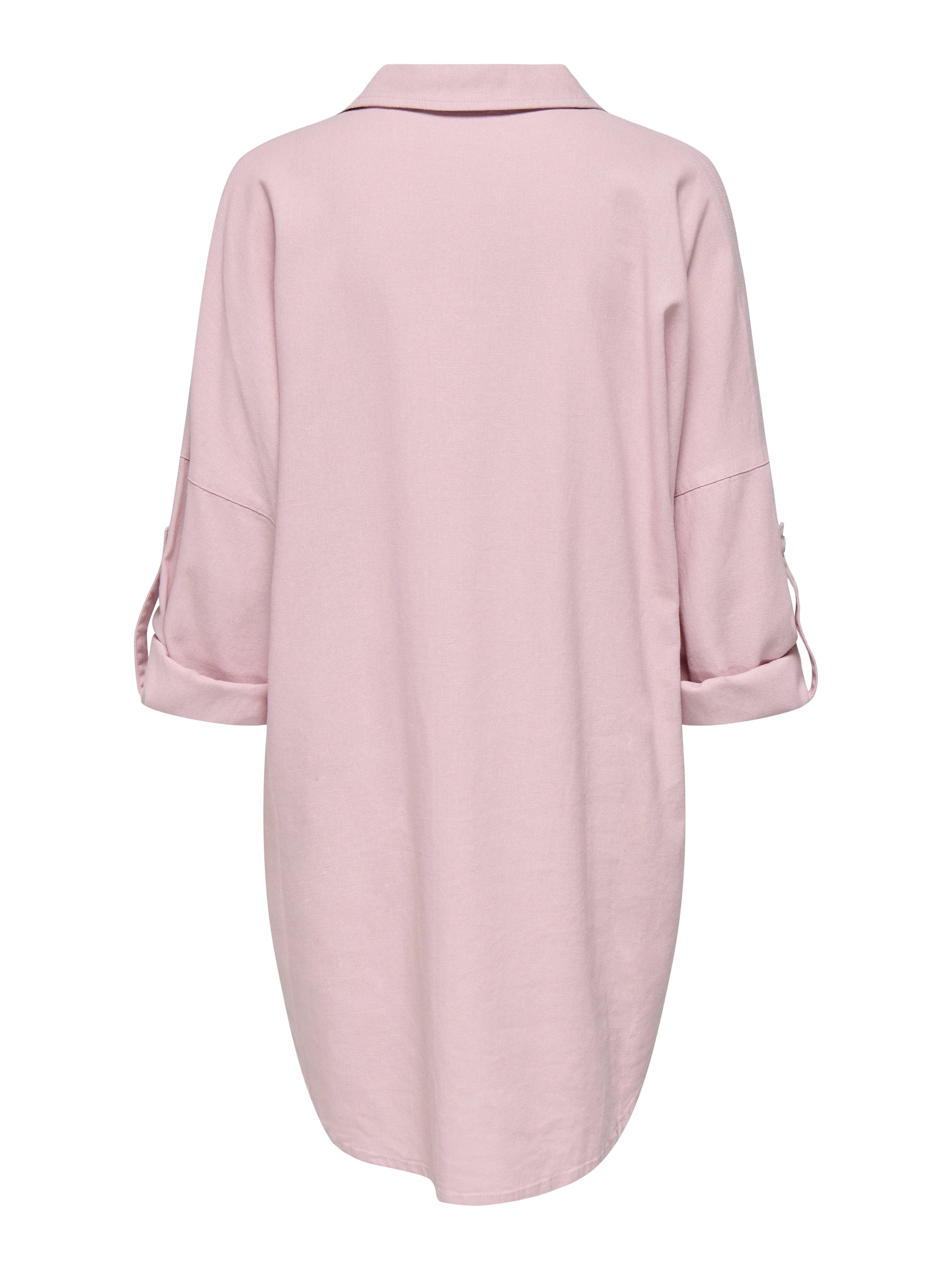 only-naisten-tunika-onlcaro-3-4-linen-bl-tunic-cc-pnt-vaaleanpunainen-4