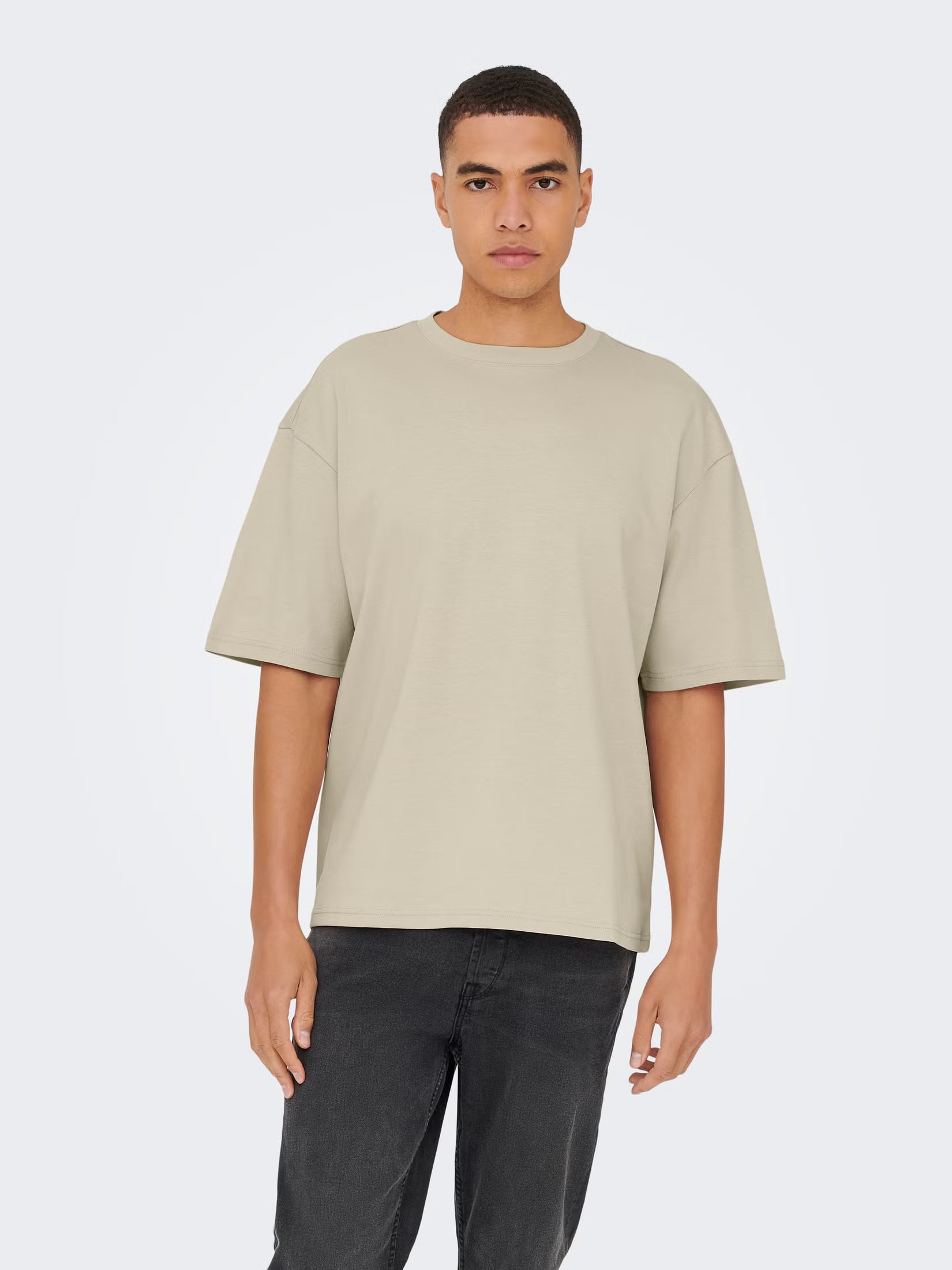 Only and Sons miesten t-paita ONSCaspian Airflex Boxy SS Tee Noos, Silver Lining