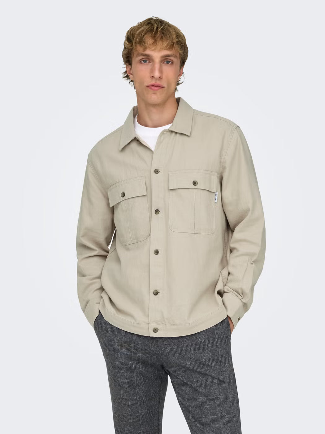 Only and Sons miesten paitatakki Onskennet LS Overshirt Noos, Silver Lining