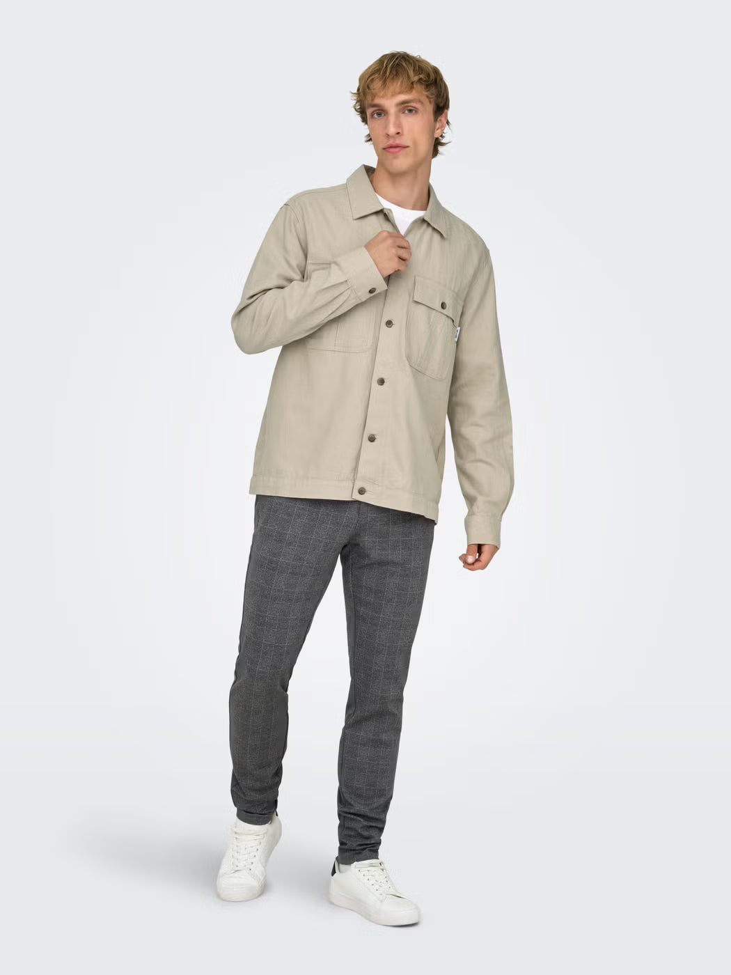 Only and Sons miesten paitatakki Onskennet LS Overshirt Noos, Silver Lining