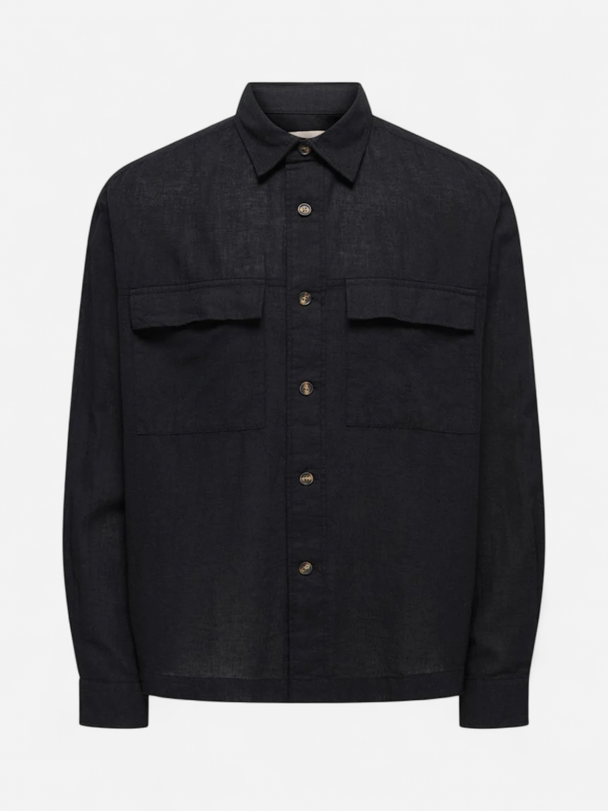 Only and Sons miesten paitatakki ONSCAIDEN LS Overshirt Linen Blend, musta - Kekäle.fi
