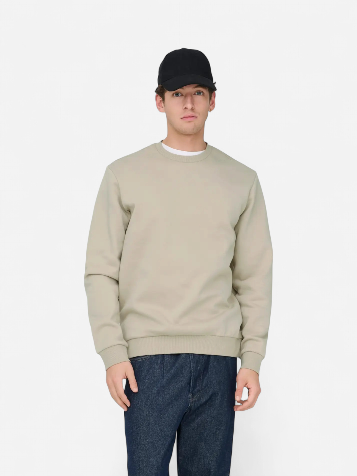 Only and Sons miesten collegepaita ONSCERES Crew Neck, Silver Lining - Kekäle.fi