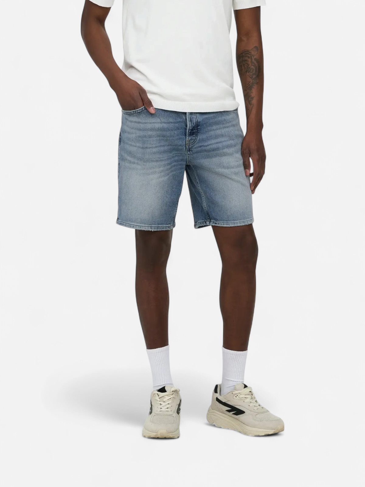 Only and Sons miesten farkkushortsit OnsEdge Perf Dot, Light Blue Denim - Kekäle.fi