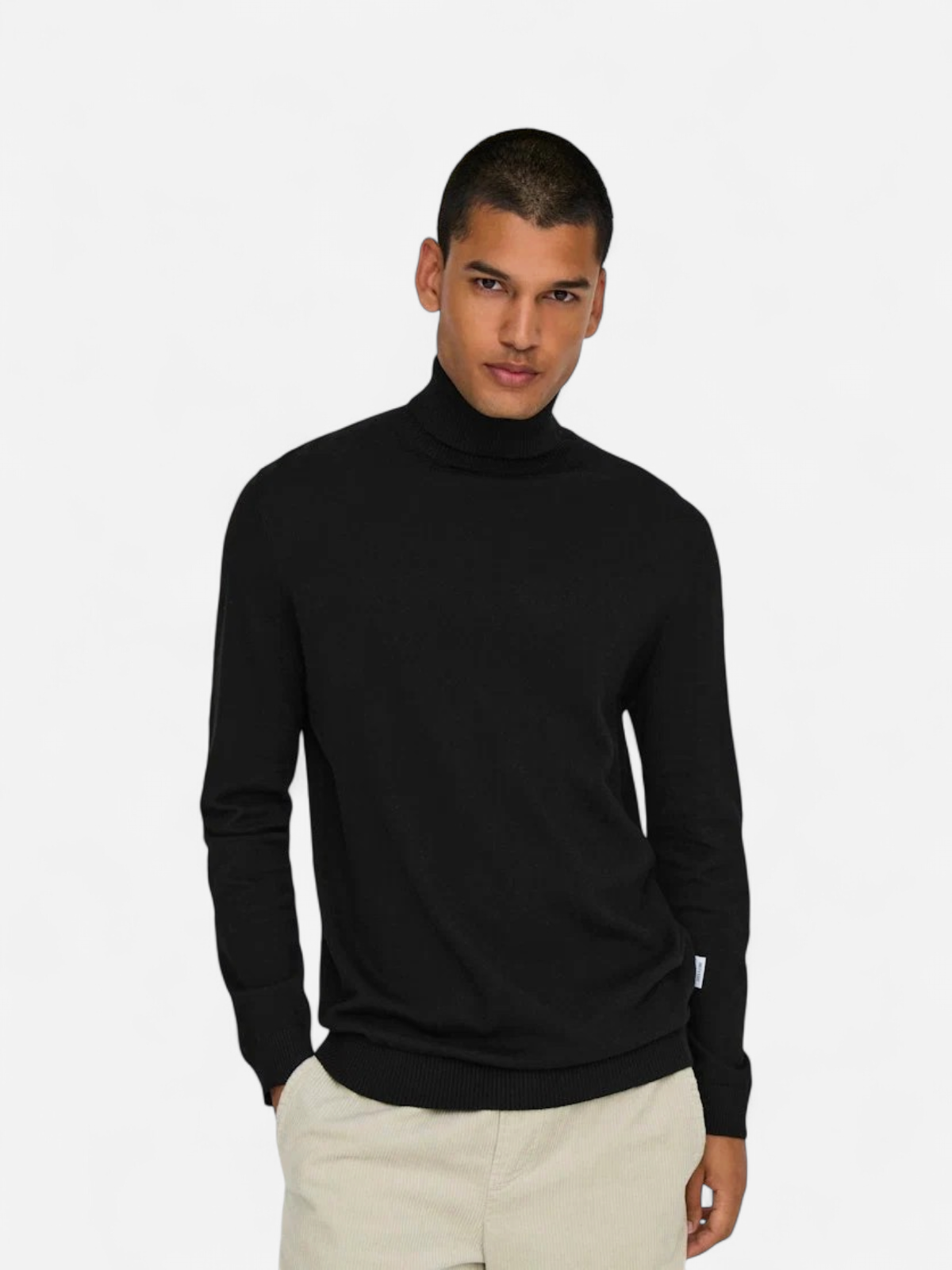Only and Sons neulepusero ONSLOUI REG 12 MELEERATTU ROLL KNIT NOOS, musta - Kekäle.fi