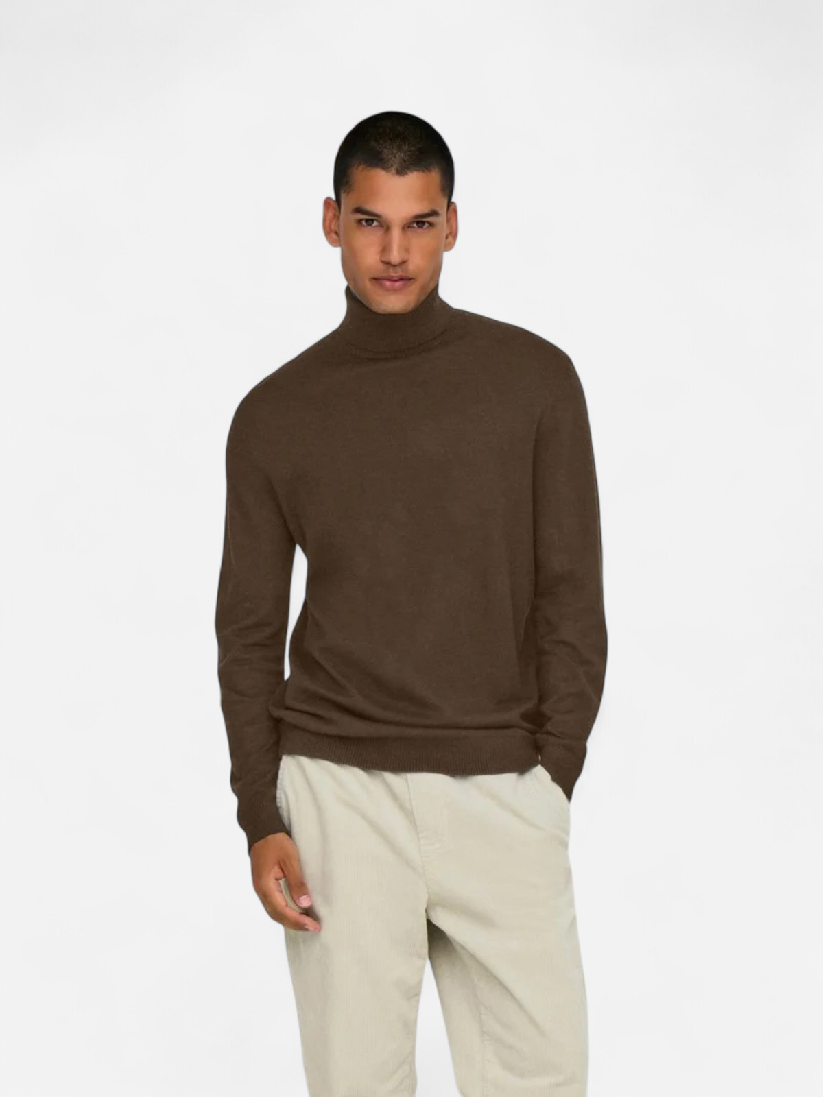ONSLOUI REG 12 MEL ROLL KNIT NOOS H Coffee Bean MELANGE - Kekäle.fi