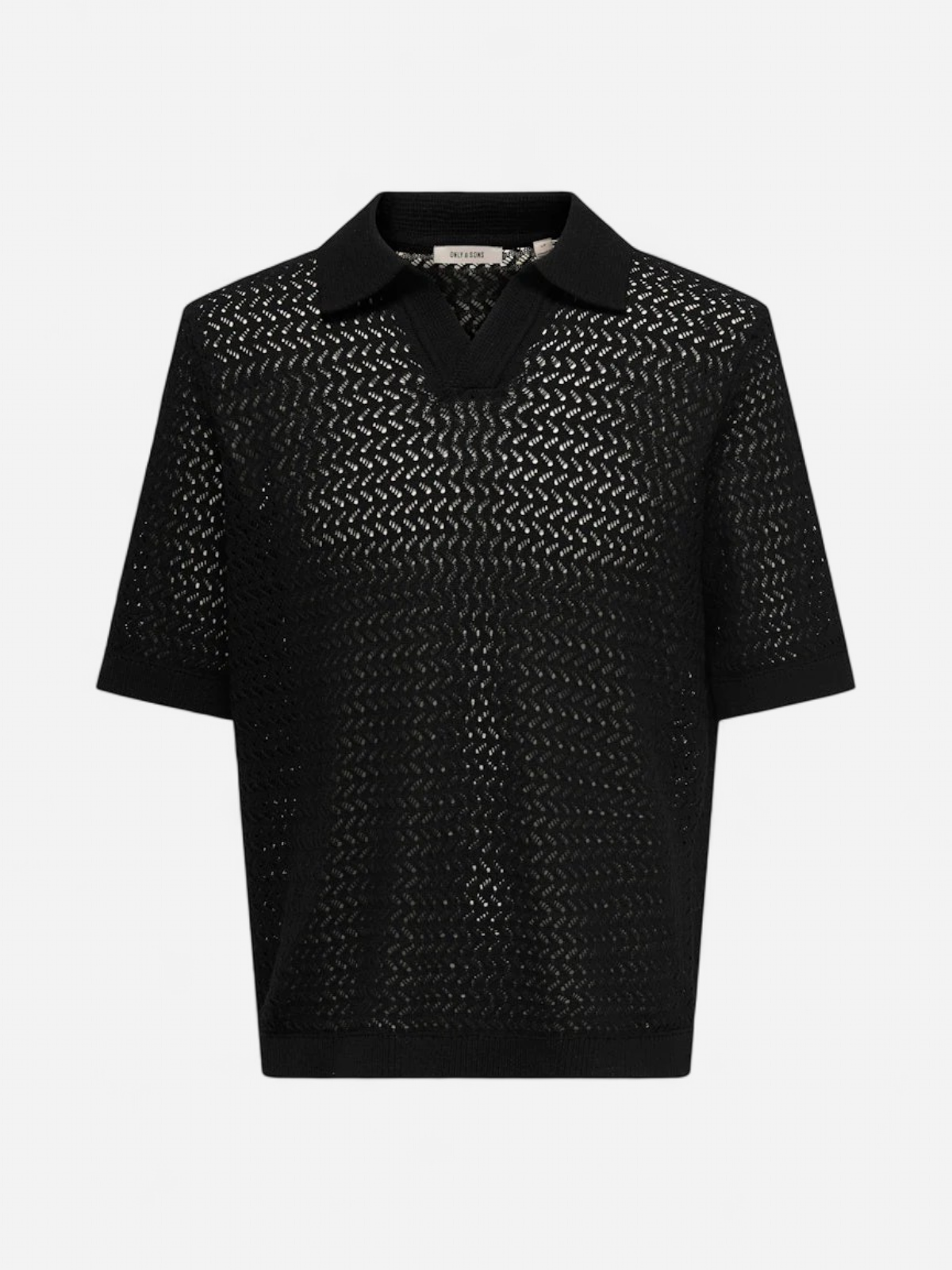 Only and Sons miesten paita ONSNYLE Life Reg 5 SS Split Polo Knit, musta - Kekäle.fi