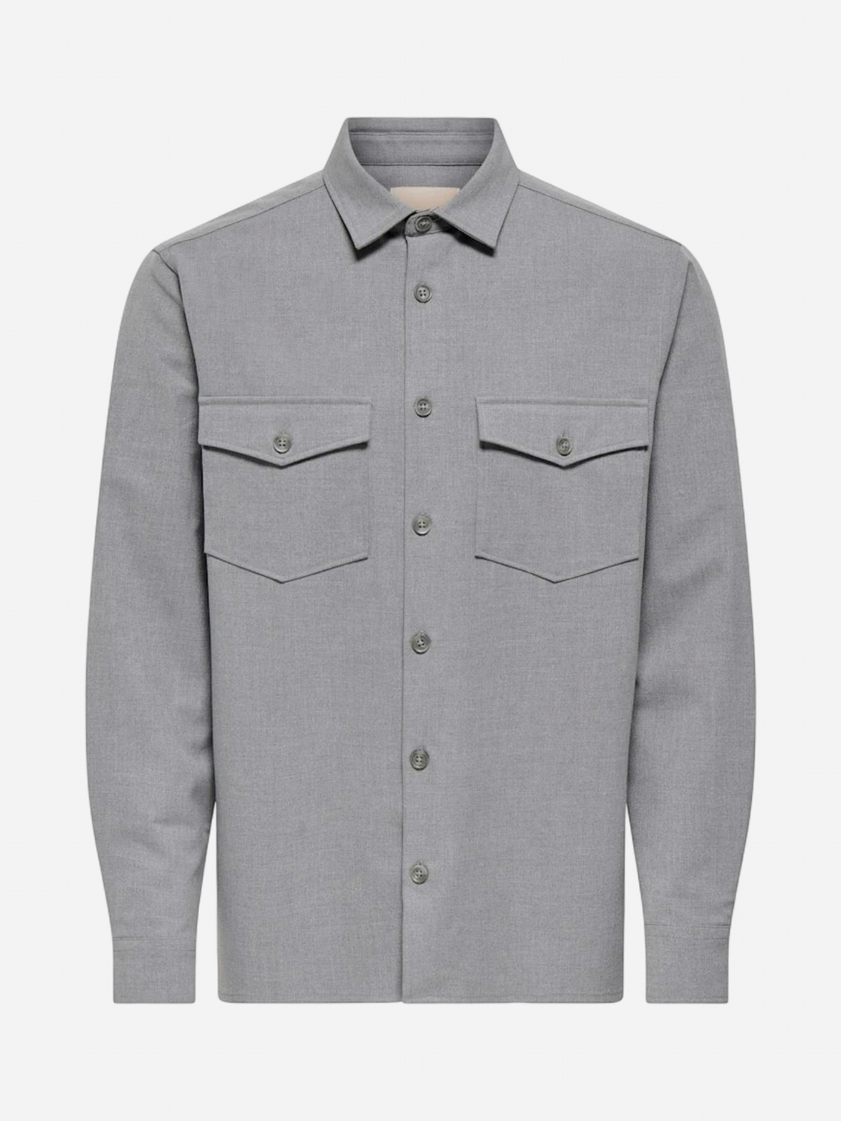 Only and Sons miesten paitatakki ONSVENUS REG OVERSHIRT NOOS, Light Grey Melange - Kekäle.fi