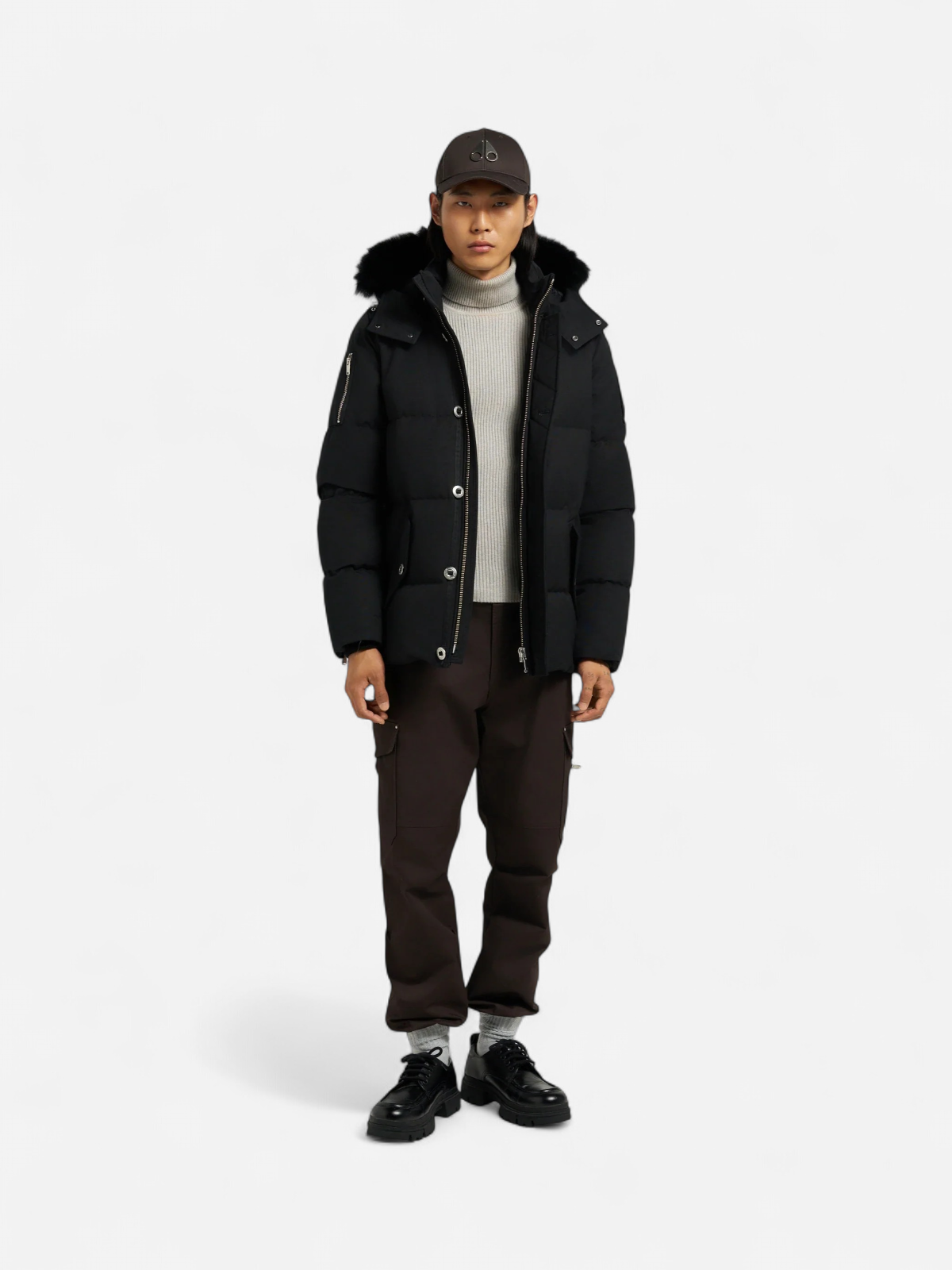 ORIGINAL 3Q JACKET WITH BLACK SHEARLING MUSTA - Kekäle.fi