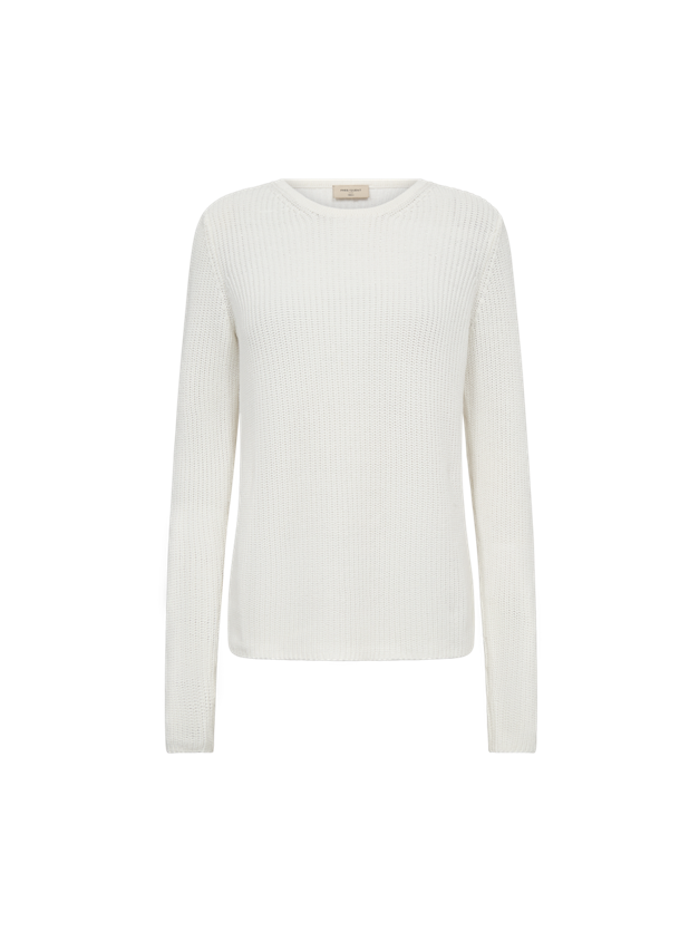 Freequent naisten neulepusero Ellis Pullover O-Neck, valkoinen