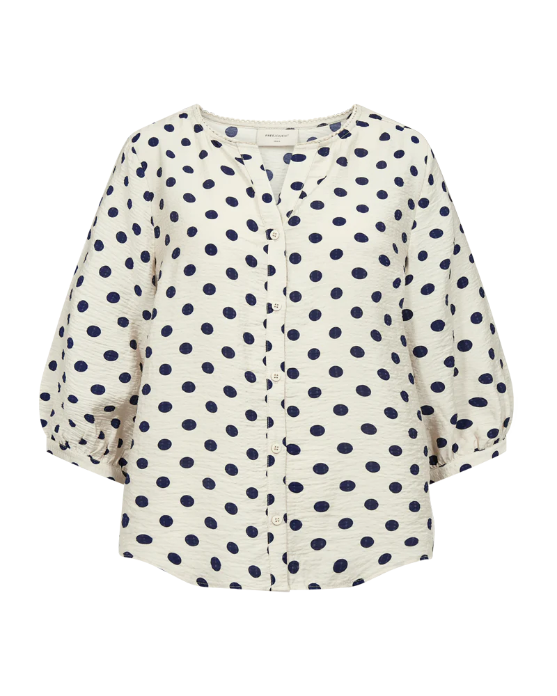 Freequent naisten pusero Alma Blouse, kuosillinen beige