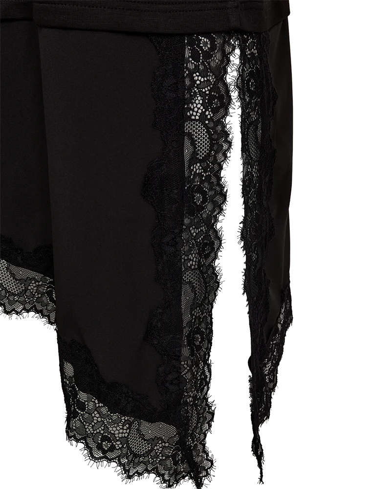 Freequent naisten T-paita Brody T-shirt with Lace Details, musta