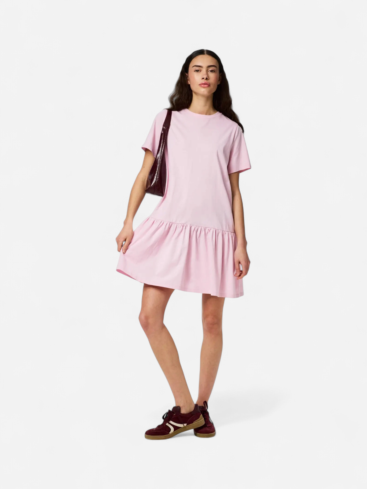 Pieces mekko PCDISSO SS O-Neck Dress, Vaaleanpunainen - Kekäle.fi