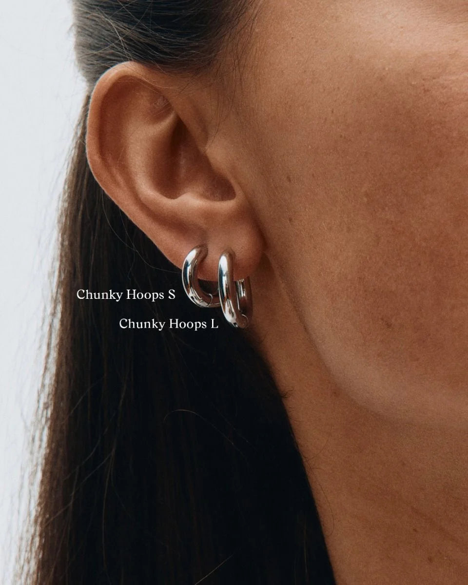 Edblad korvakorut, CHUNKY HOOPS L STEEL 16mm Hopeanharmaa