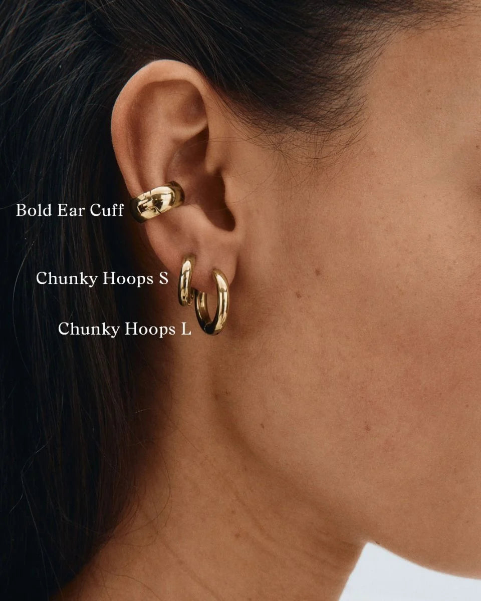 Edblad korvakorut, CHUNKY HOOPS L GOLD 16mm Kullankeltainen