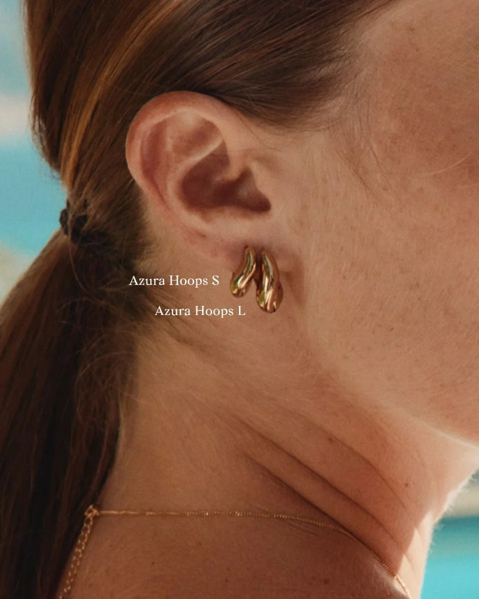 Edblad naisten korvakorut Azura Hoops L, Gold pleated
