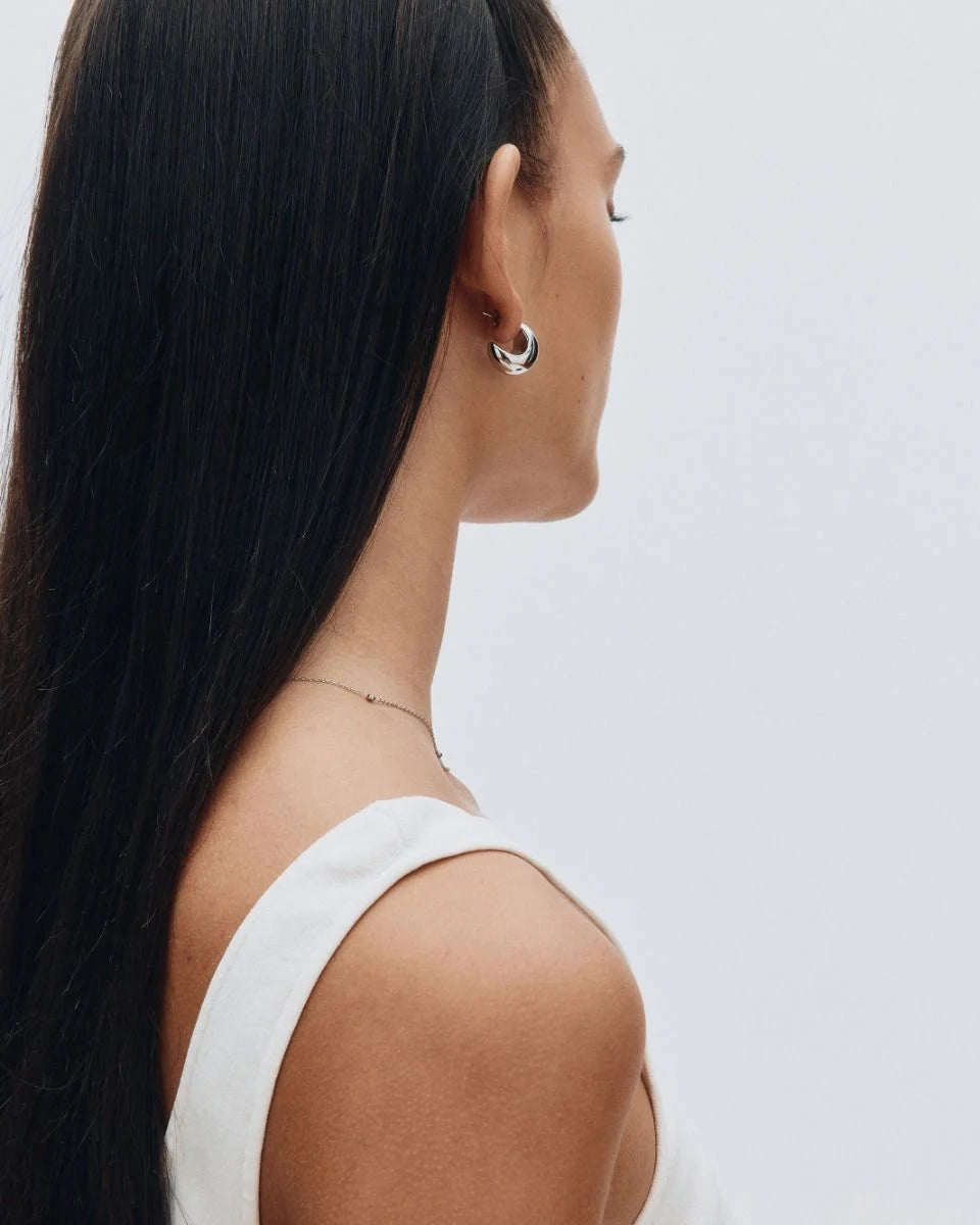 Edblad korvakorut, BOLD CREOLES S STEEL Hopeanharmaa