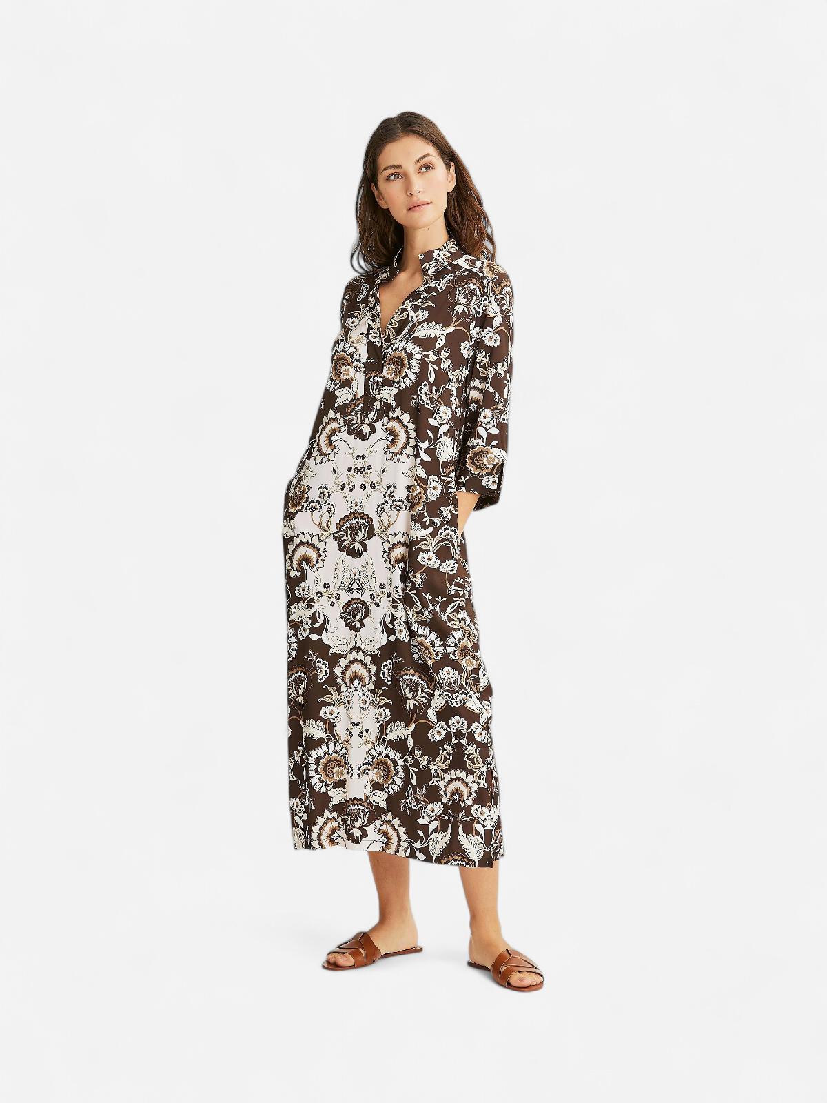 Philosophy Blues Original naisten mekko,  SIMBIA DRESS Ruskea Kuosi - Kekäle.fi