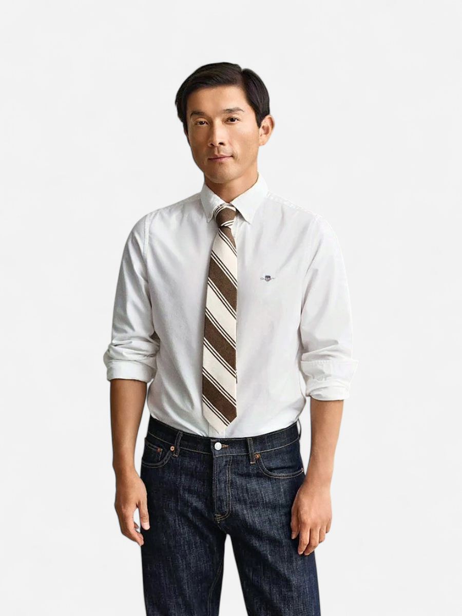 Gant miesten kauluspaita Slim Fit Classic Poplin Shirt, Valkoinen, Gant - Kekäle.fi