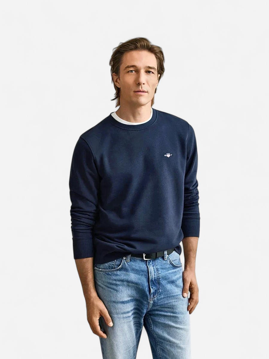 Gant miesten neulepusero Shield C-Neck, tummansininen - Kekäle.fi