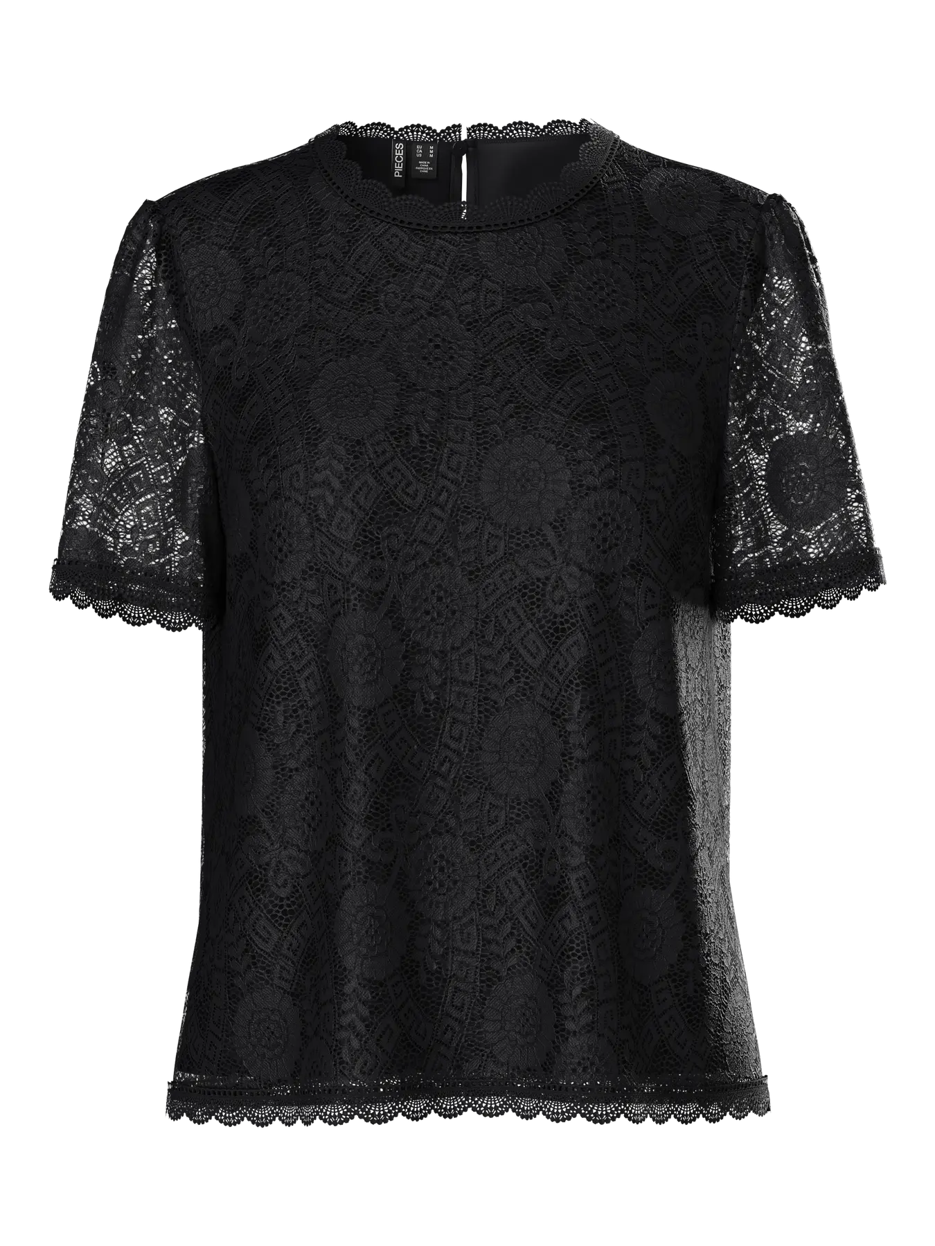 pieces-naisten-toppi-pcolline-ss-lace-top-wvn-black-2