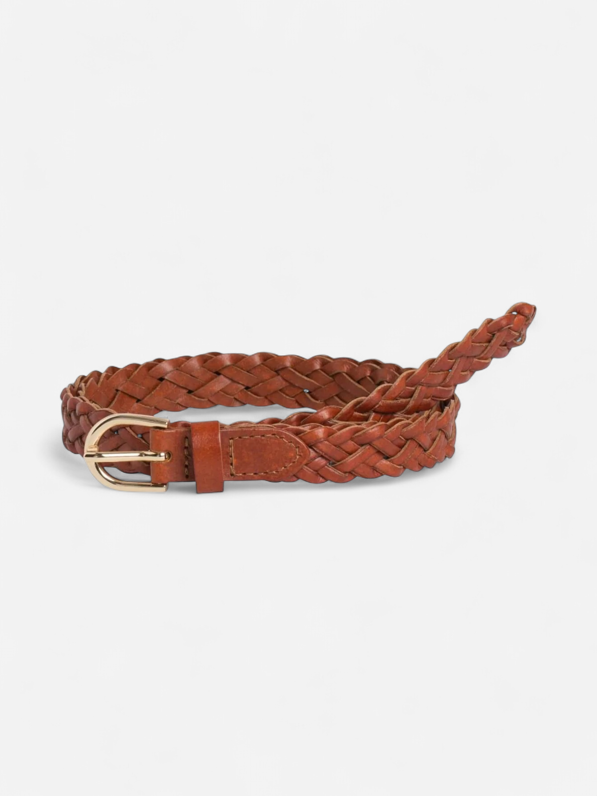 Pieces yvö, PCAVERY LEATHER BRAIDED SLIM BELT  Cognac - Kekäle.fi