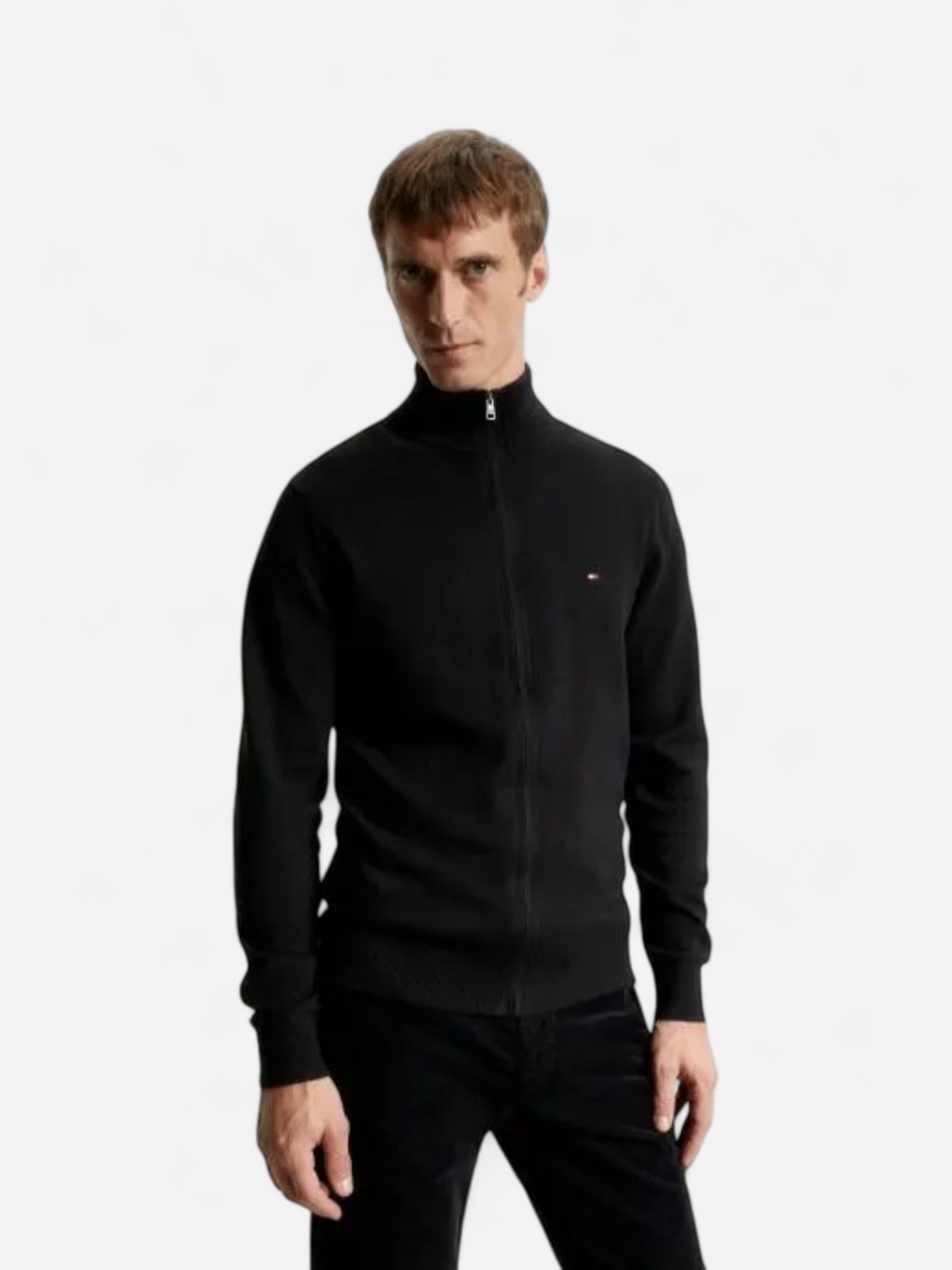 Tommy Hilfiger miesten neuletakki PIMA ORG CTN CASHMERE FULL ZIP, musta - Kekäle.fi