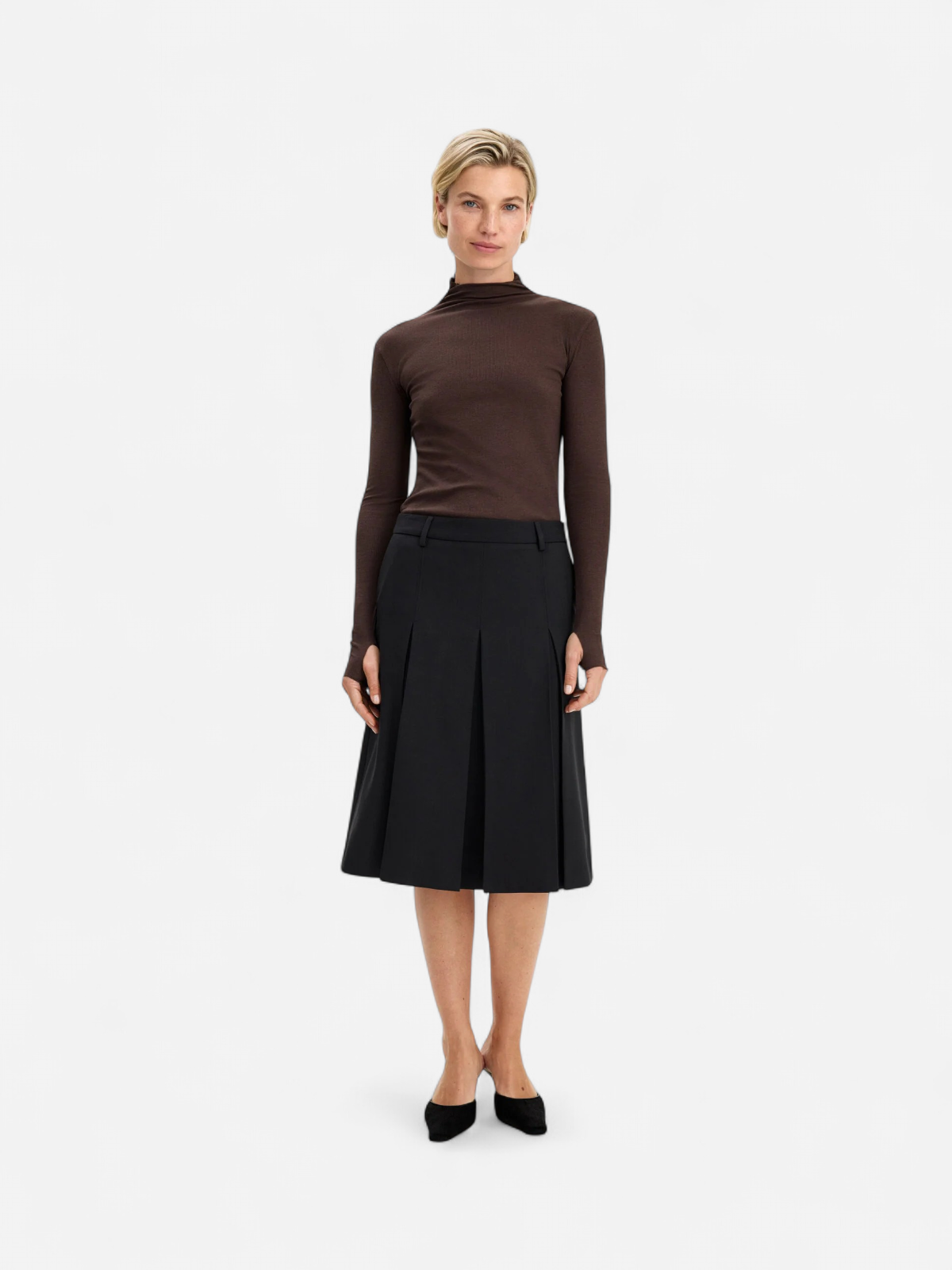 pleated wool skirt MUSTA - Kekäle.fi