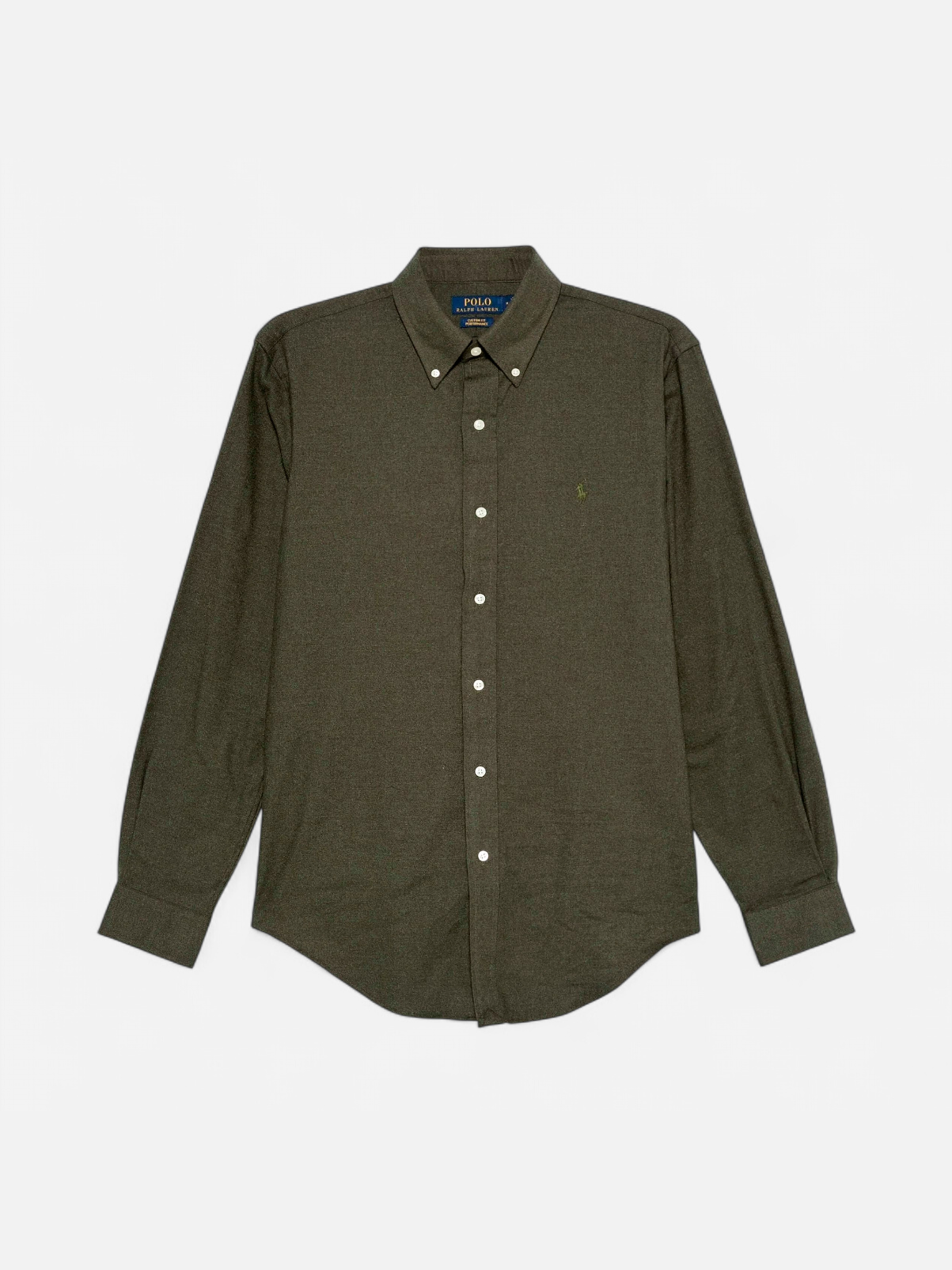 Polo Ralph Lauren Miesten Kauluspaita, CUSTOM FIT PERFORMANCE TWILL SHIRT Armeijanvihreä - Kekäle.fi
