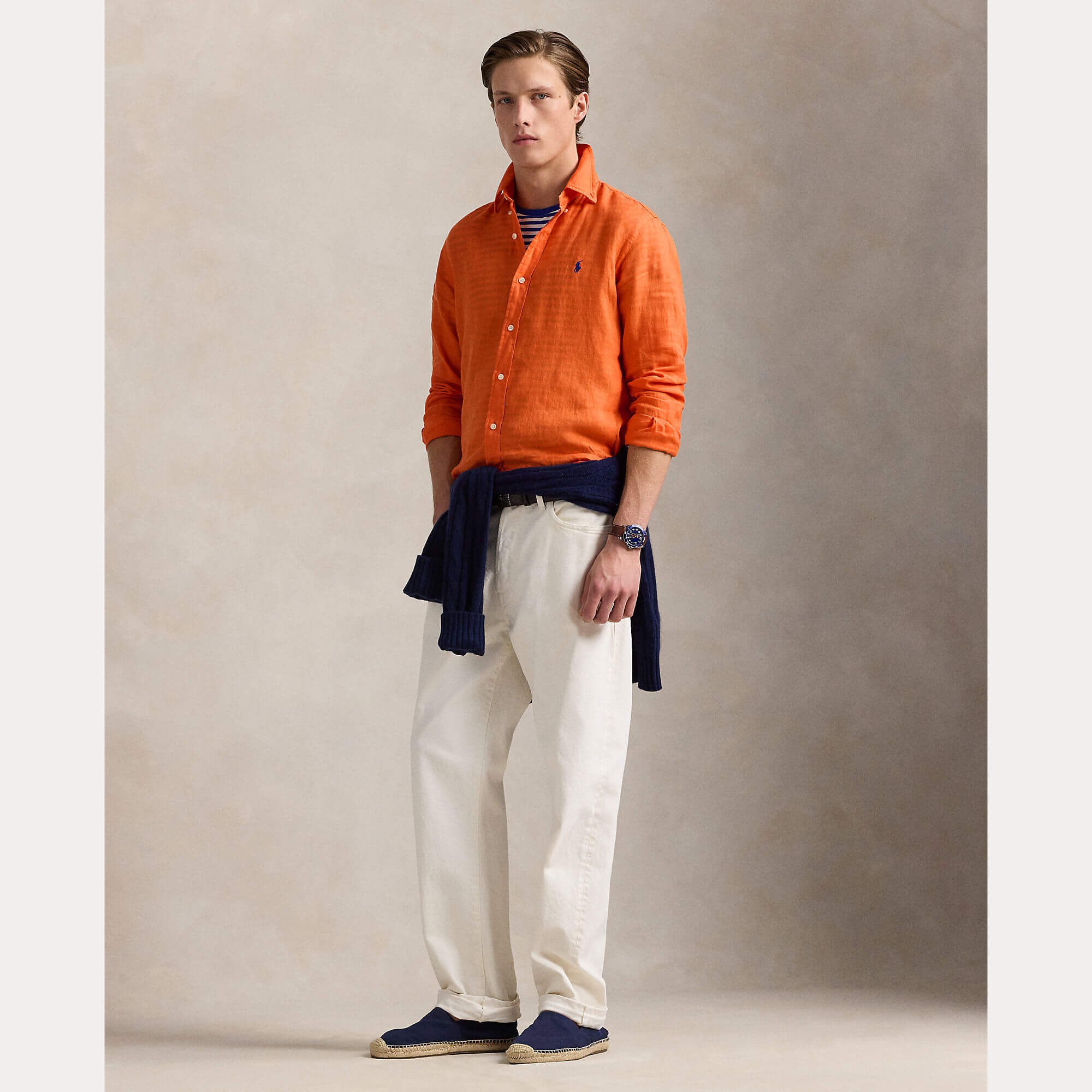 polo-ralph-lauren-miesten-kauluspaita-polo-linen-shirt-ls-custom-fit-oranssi-3